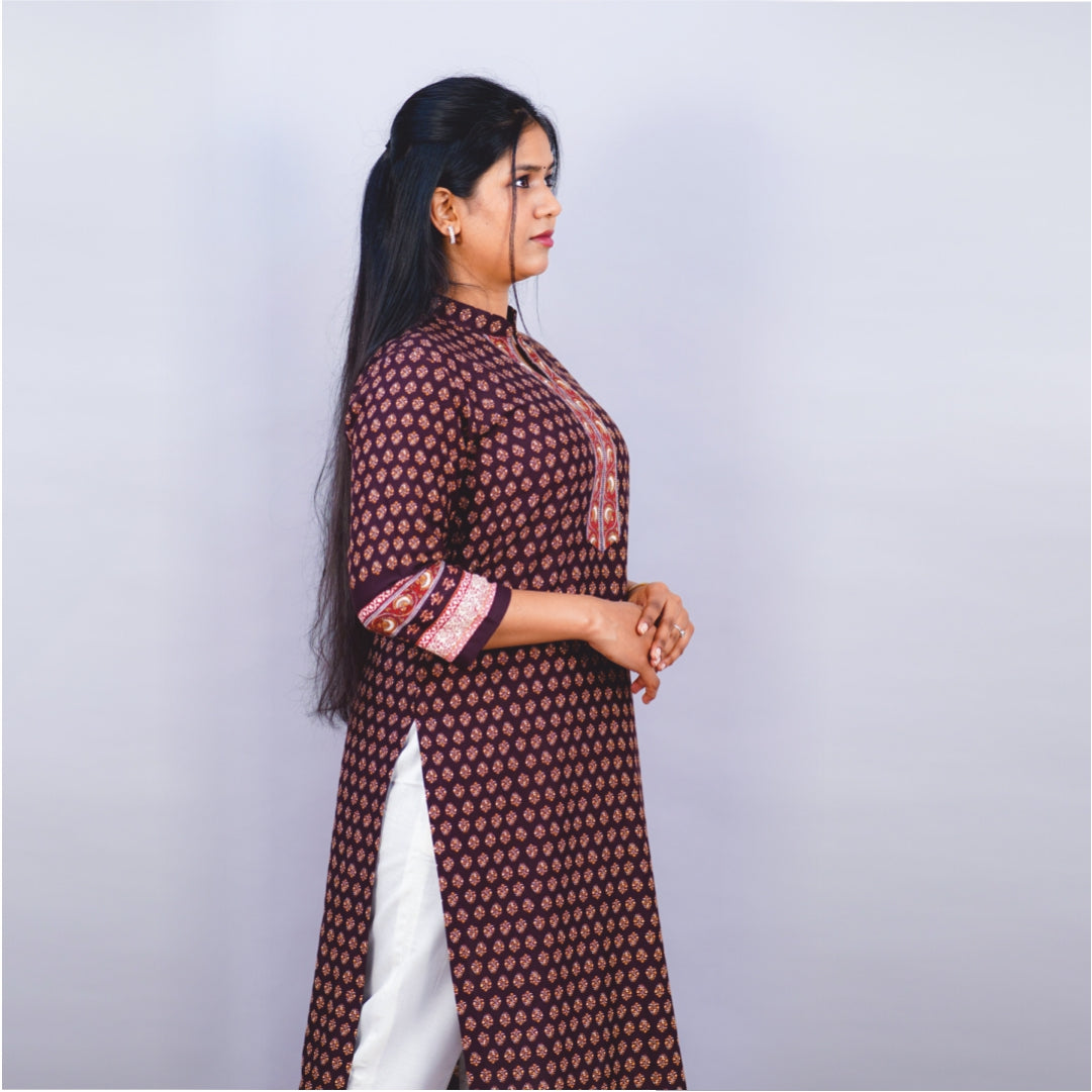 Kurti Stand Collar Fabric Ryon