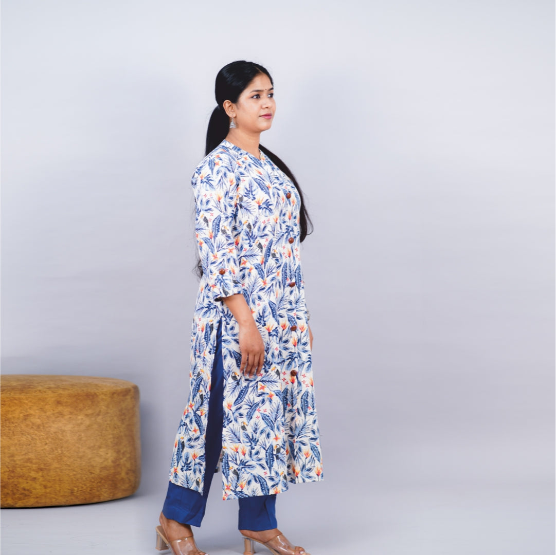 Kurti Chinese collar Fabric Cotton Linen