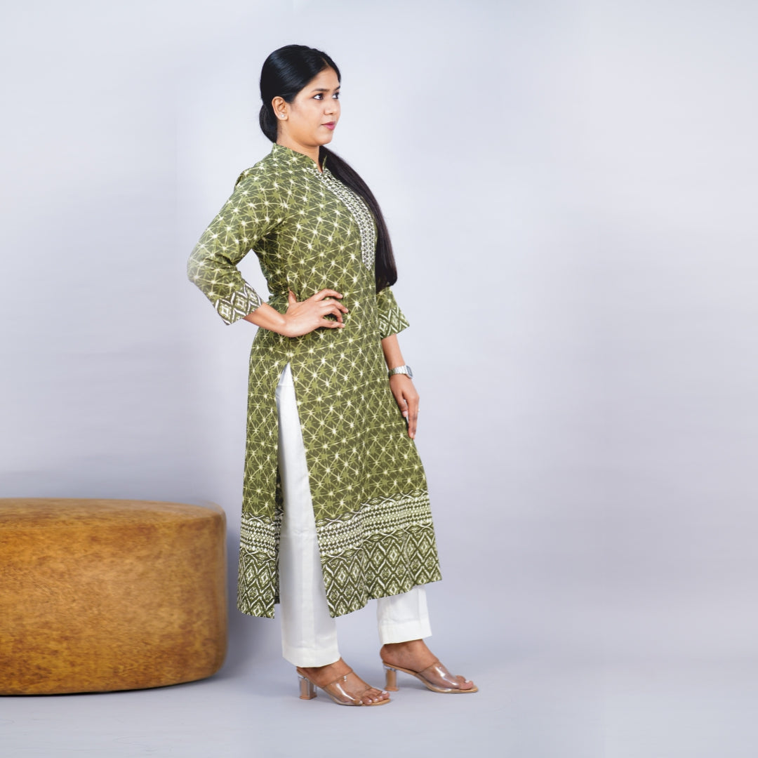 Kurti Stand Collar Fabric Ryon