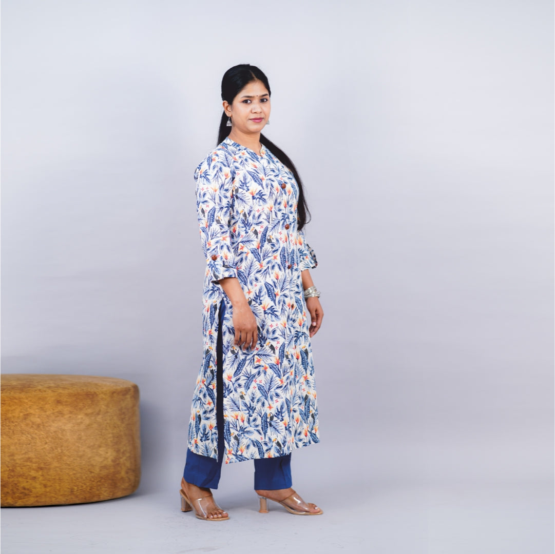 Kurti Chinese collar Fabric Cotton Linen