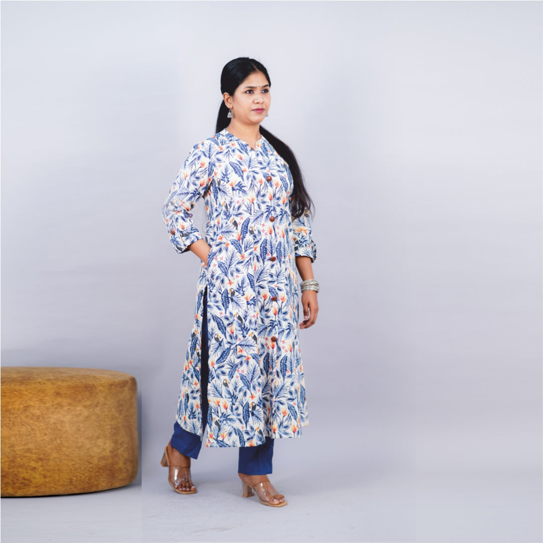 Kurti Chinese collar Fabric Cotton Linen