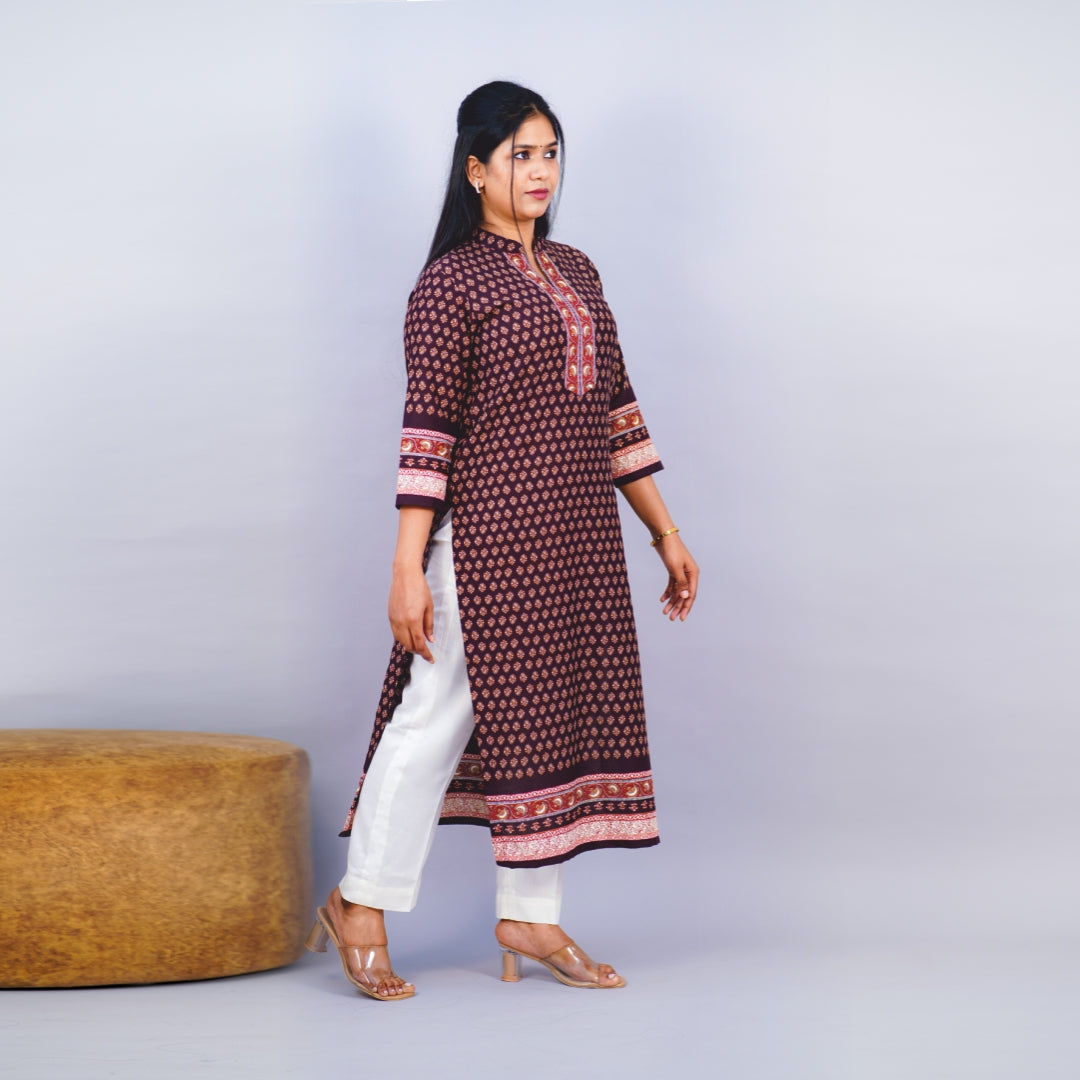Kurti Stand Collar Fabric Ryon