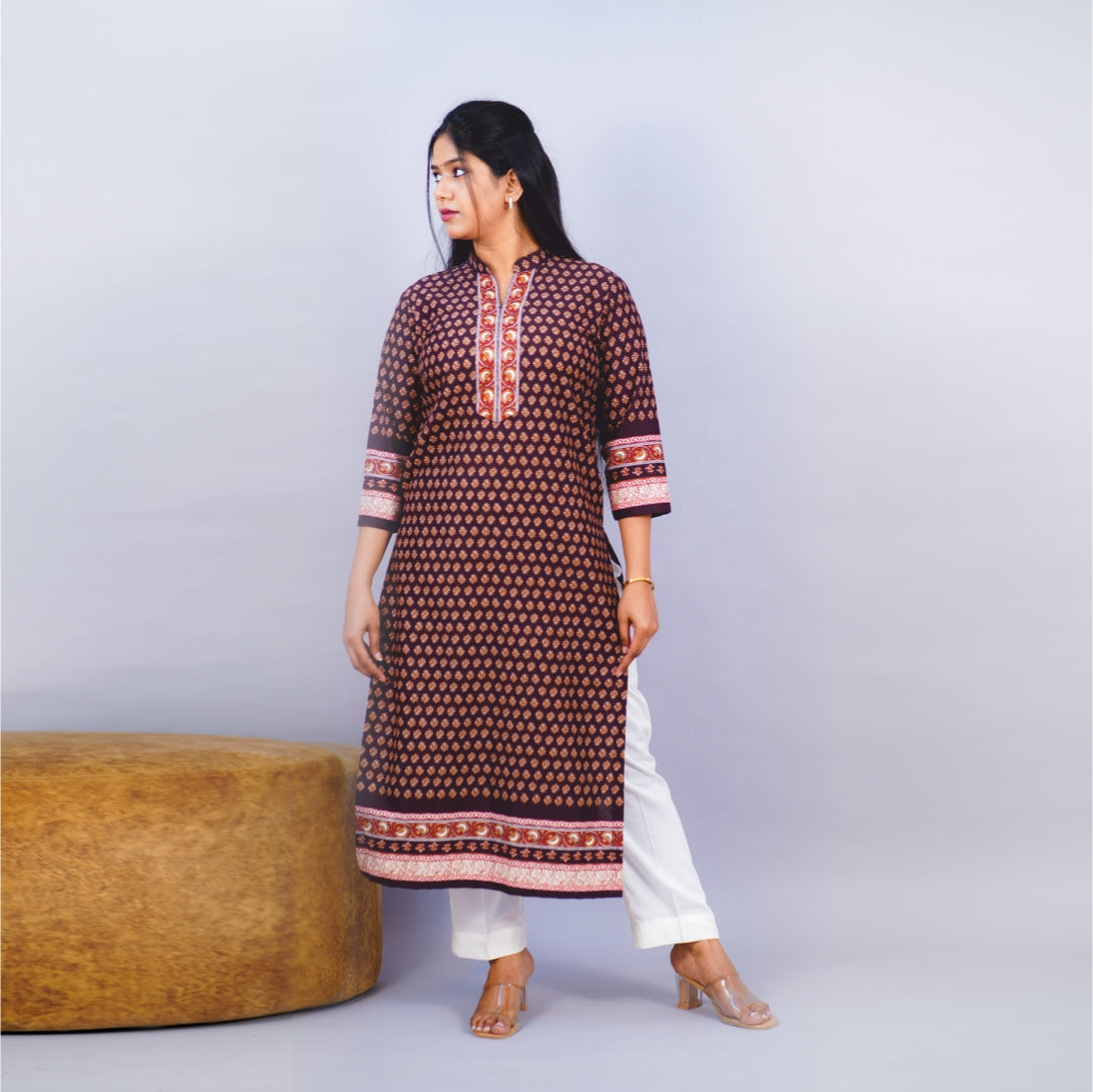 Kurti Stand Collar Fabric Ryon