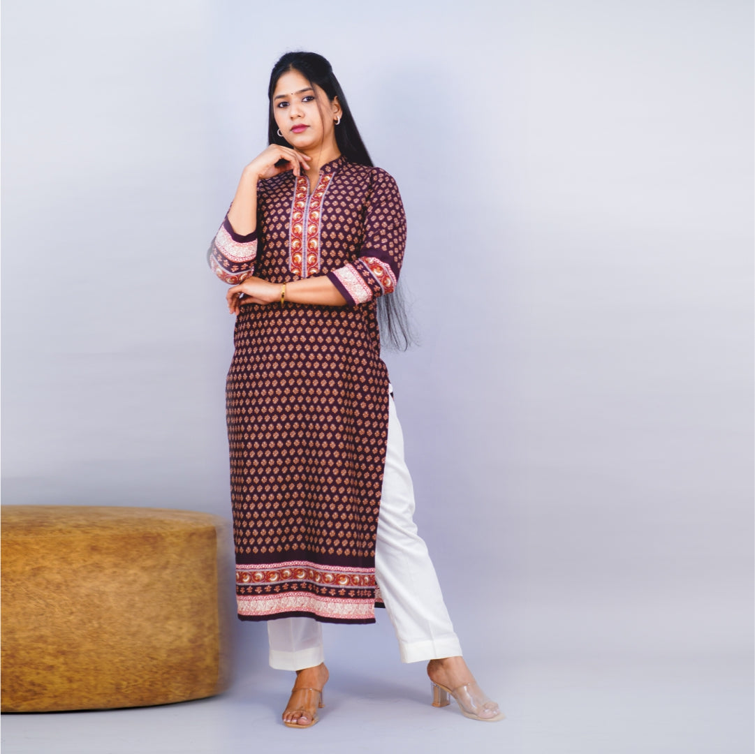 Kurti Stand Collar Fabric Ryon