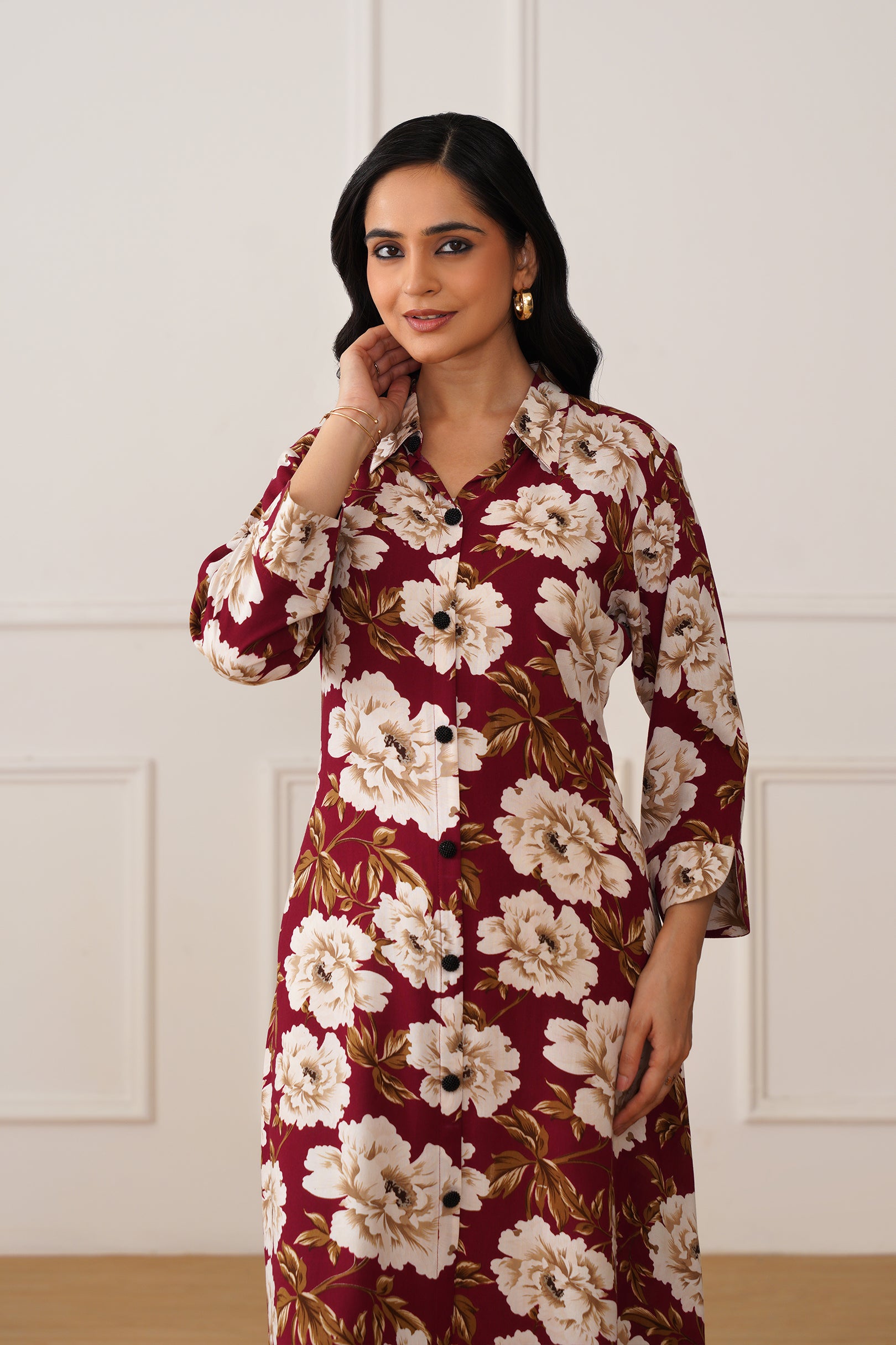 Modal Rayon Shirt Collar Kurti