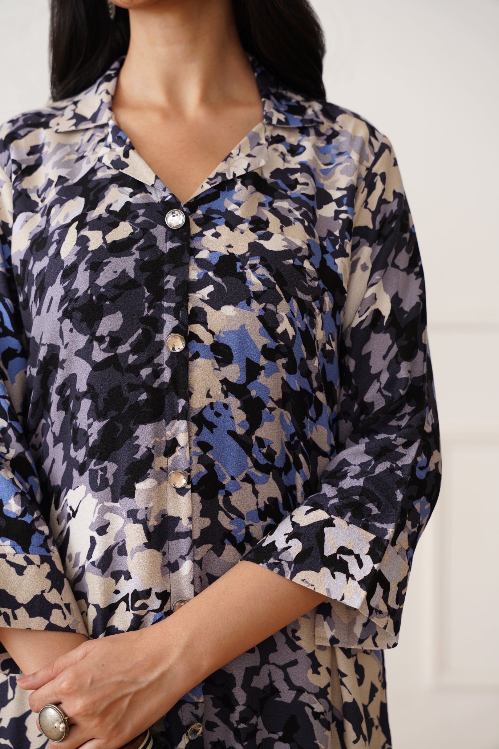 Elegant Kurti Set with Chinese Collar