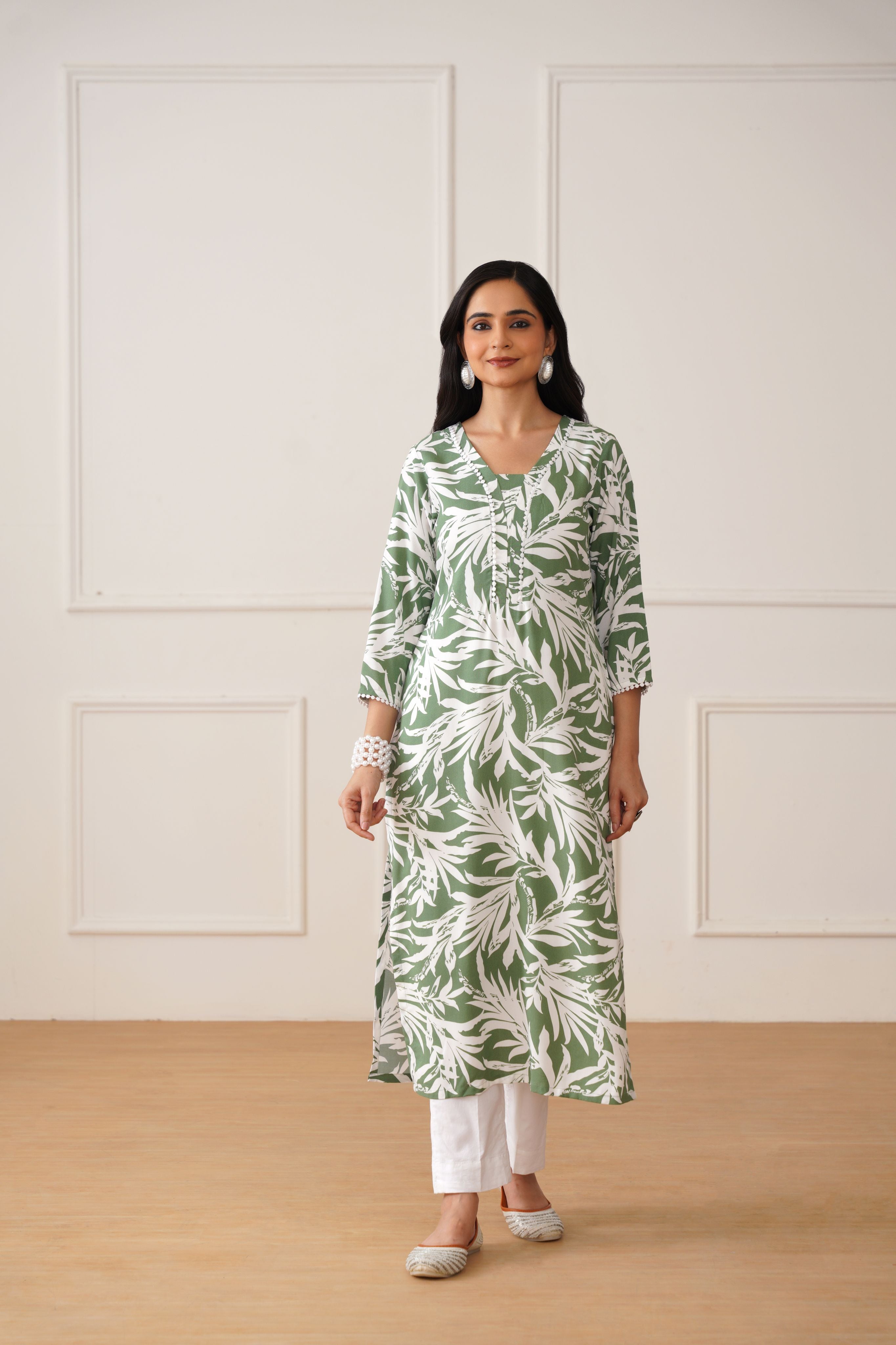 V-Neck Kurti in Smooth Rayon Fabric