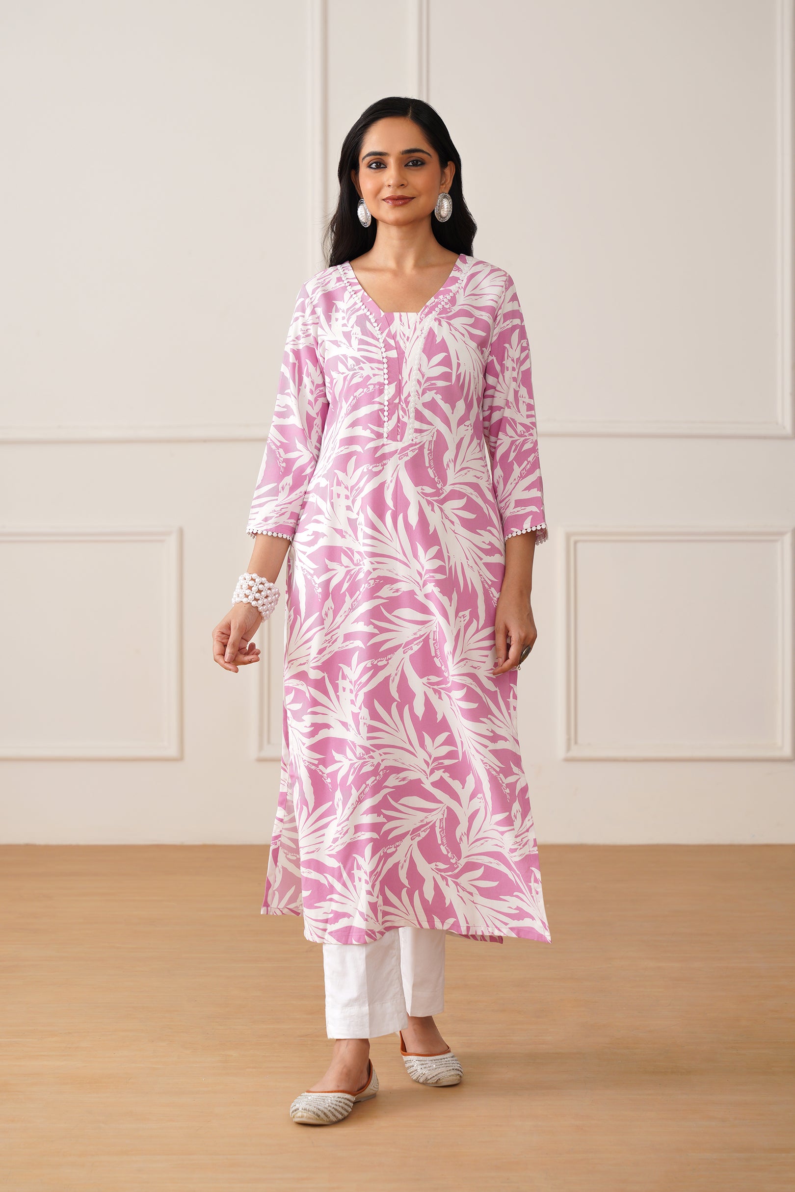 V-Neck Kurti in Smooth Rayon Fabric