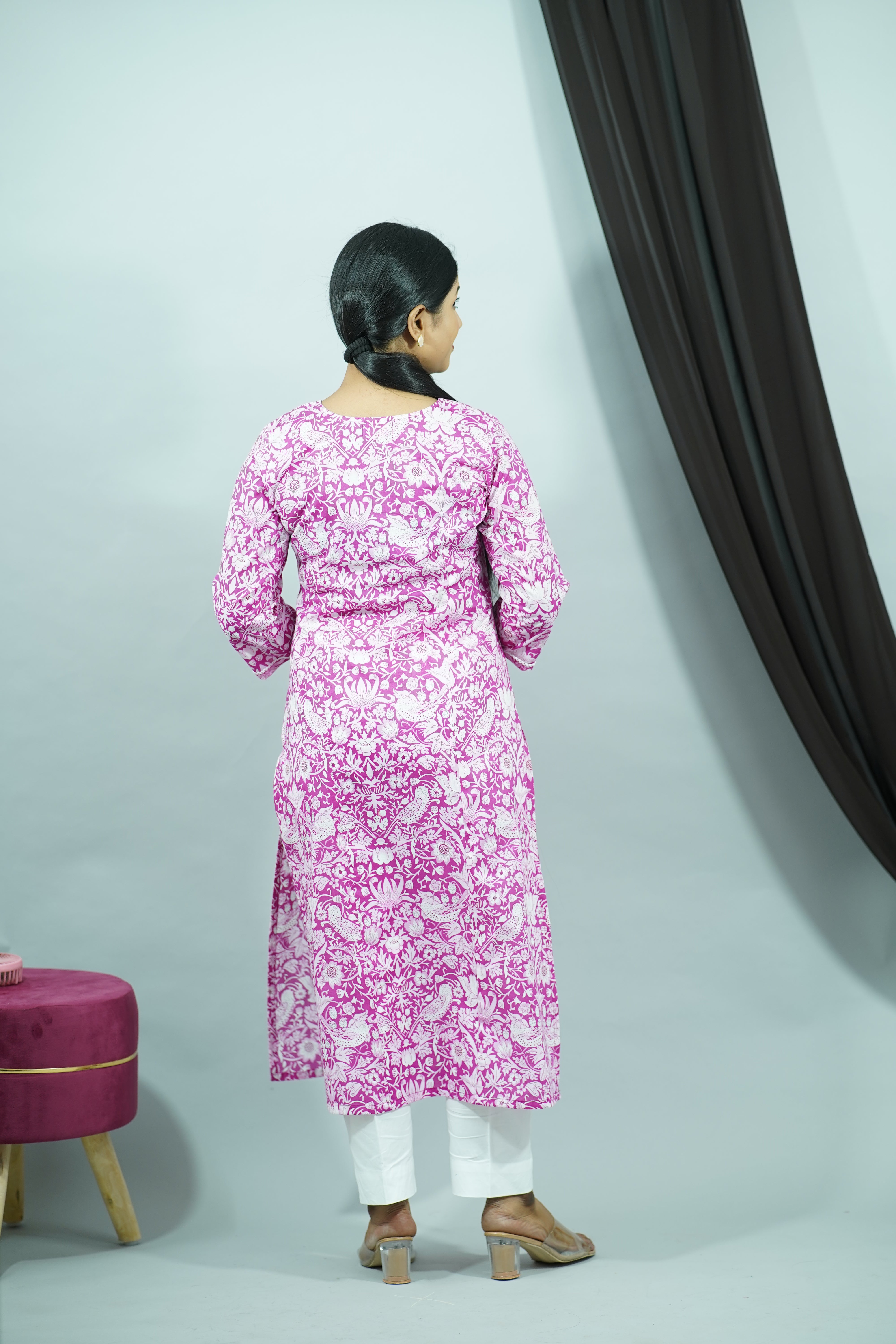 Pink Cambric Princess Cut Kurti