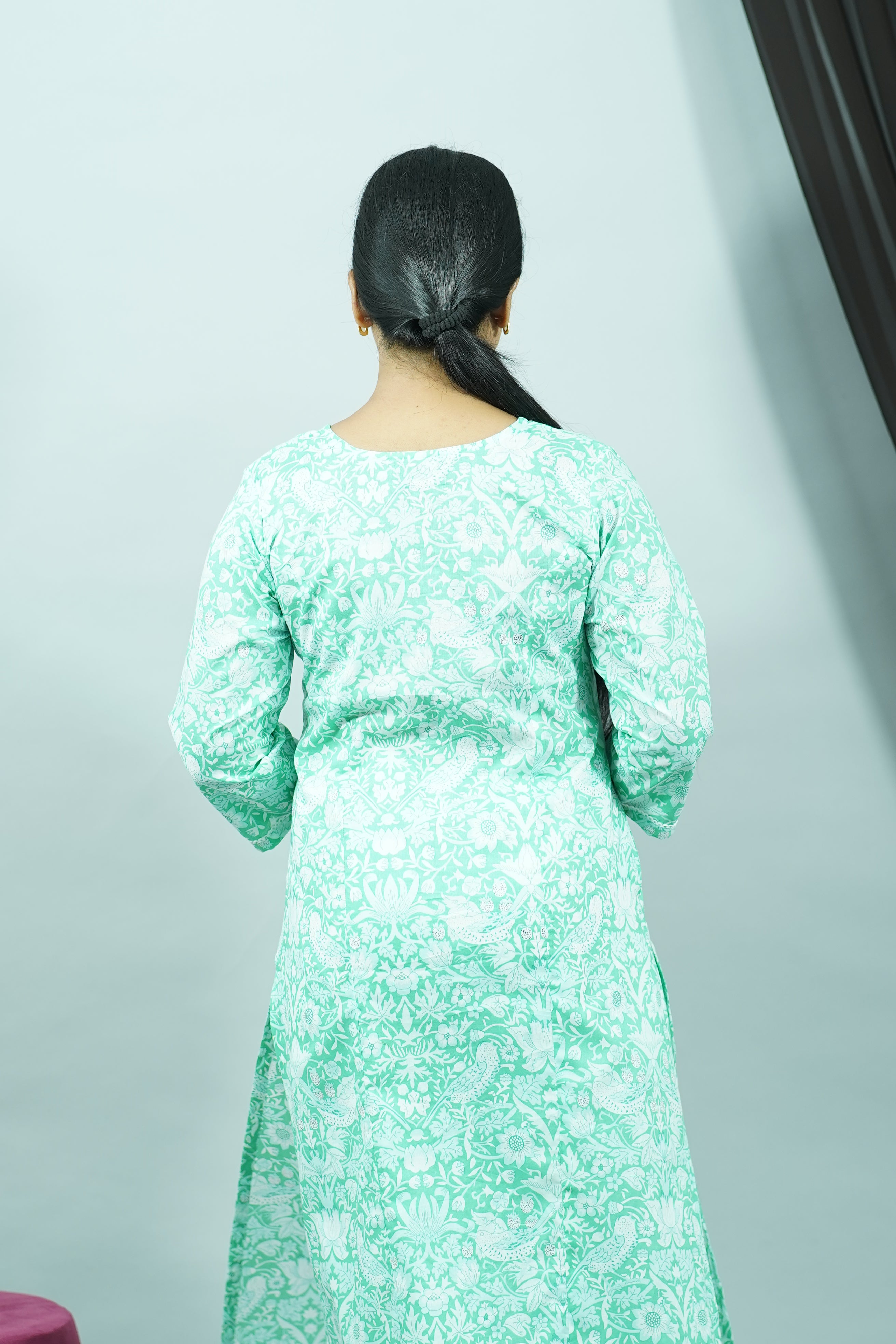 Green Cambric Princess Cut Kurti