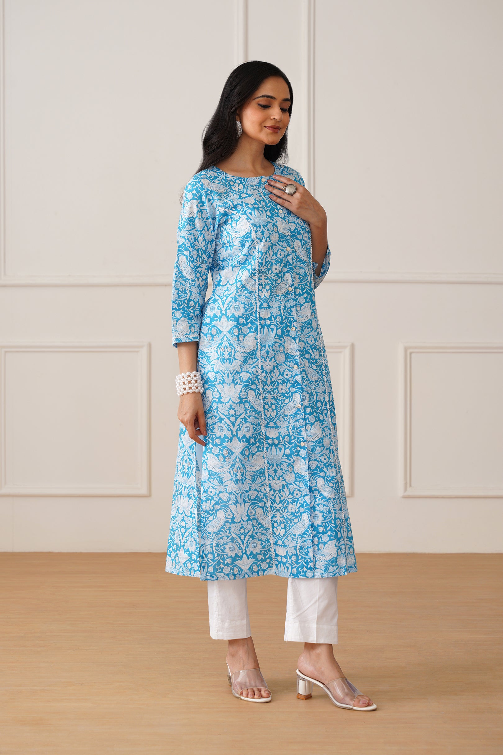 Sky Blue Princess Cut Kurti