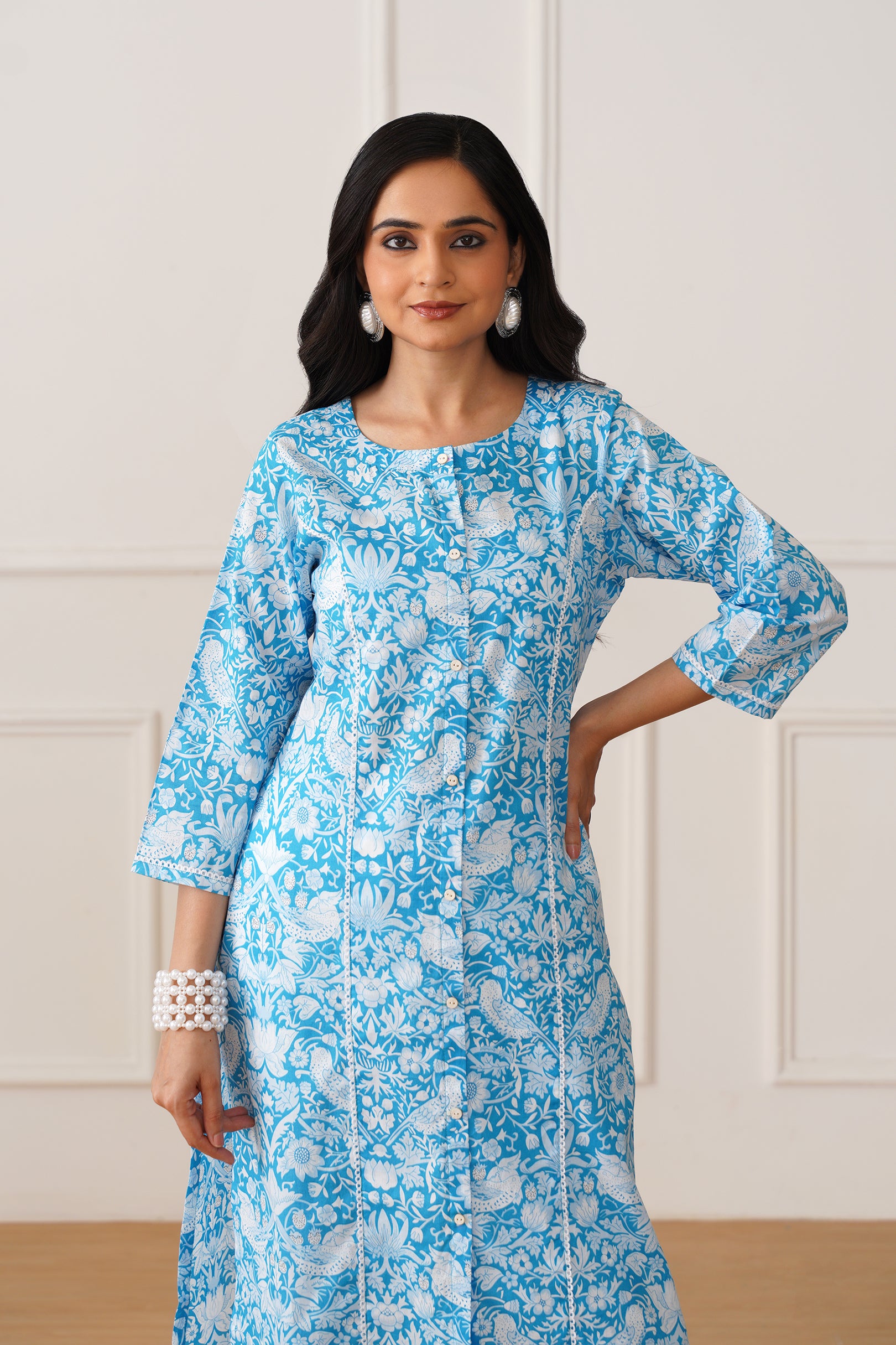 Sky Blue Princess Cut Kurti