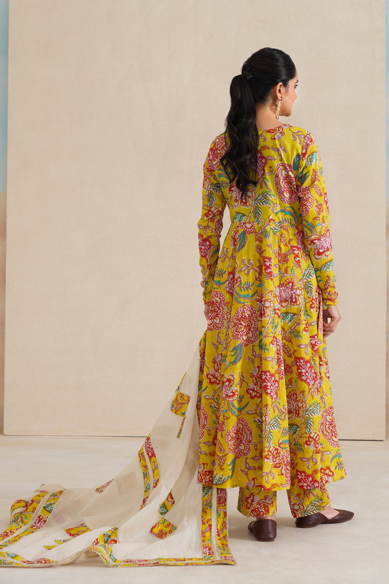 Cambric Anarkali Suit Set with Dupatta