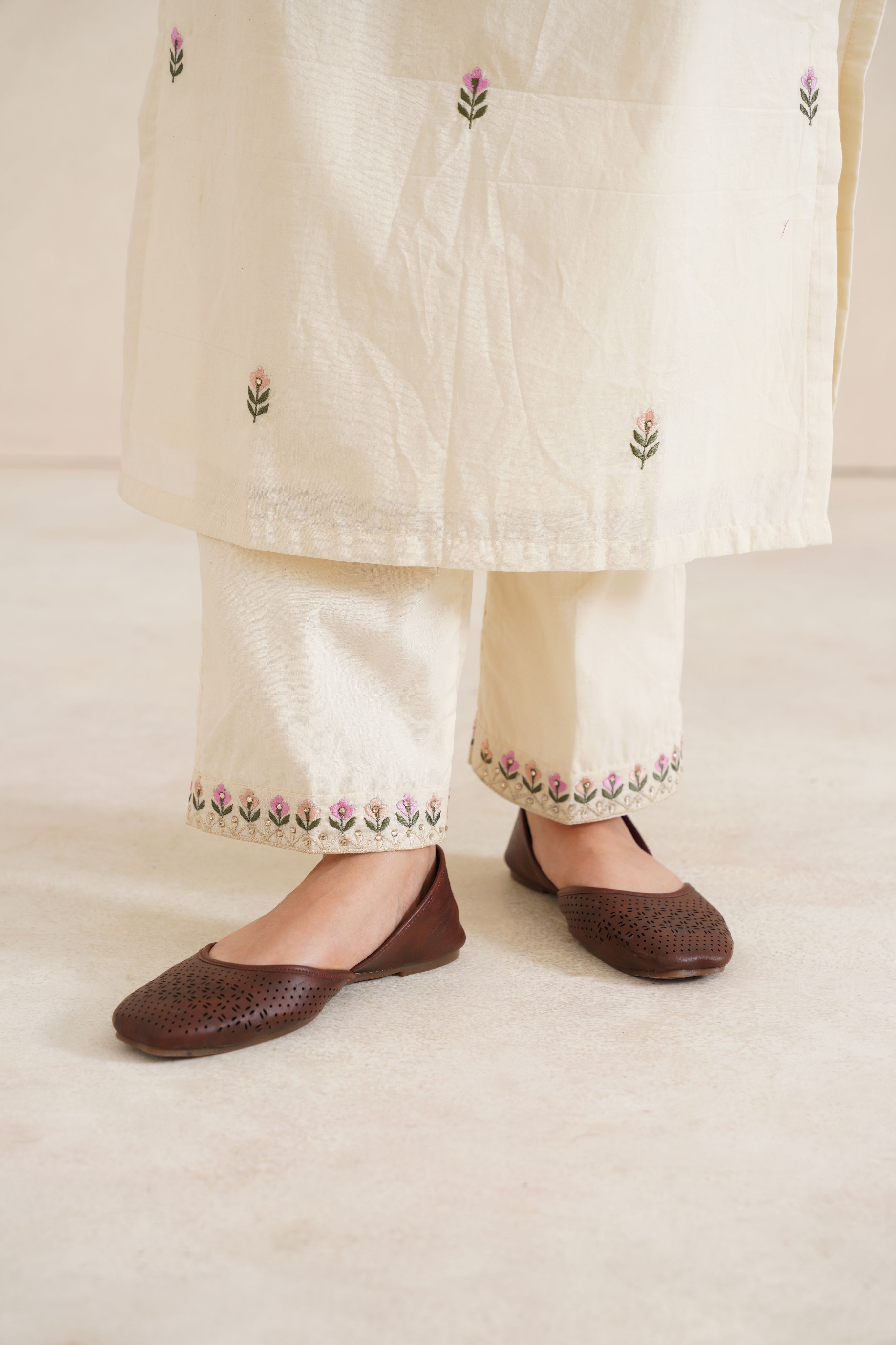 Cambric Suit Set with Vibrant Multi-Colour Dupatta