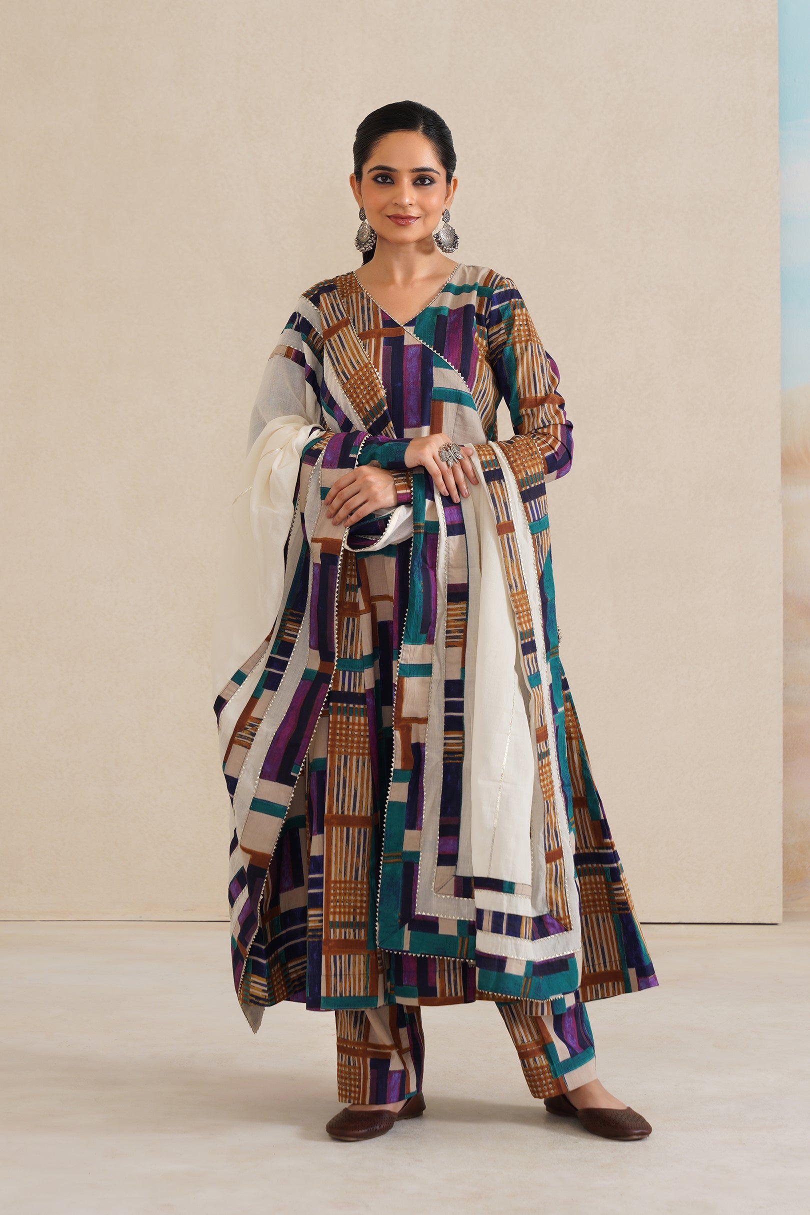 Printed Cambric Anarkali Suit Set