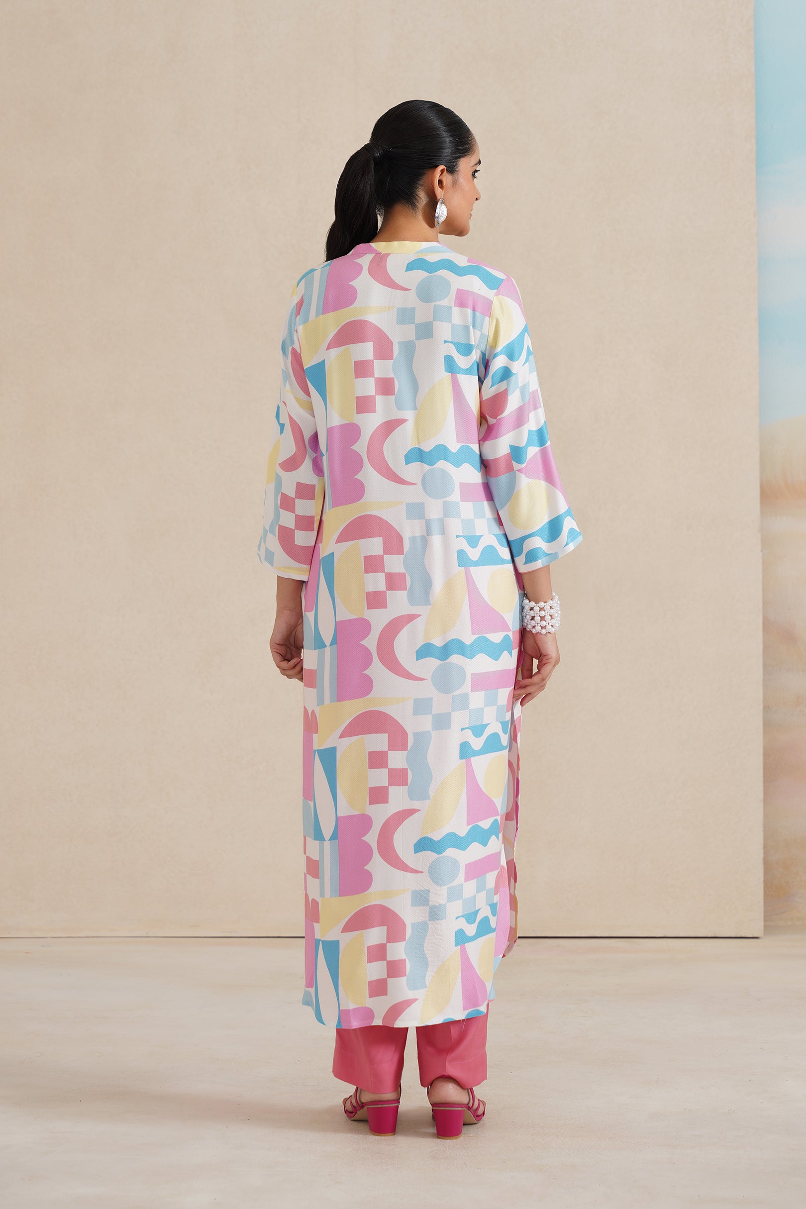 Chinese Collar Kurti Dobi Fabric