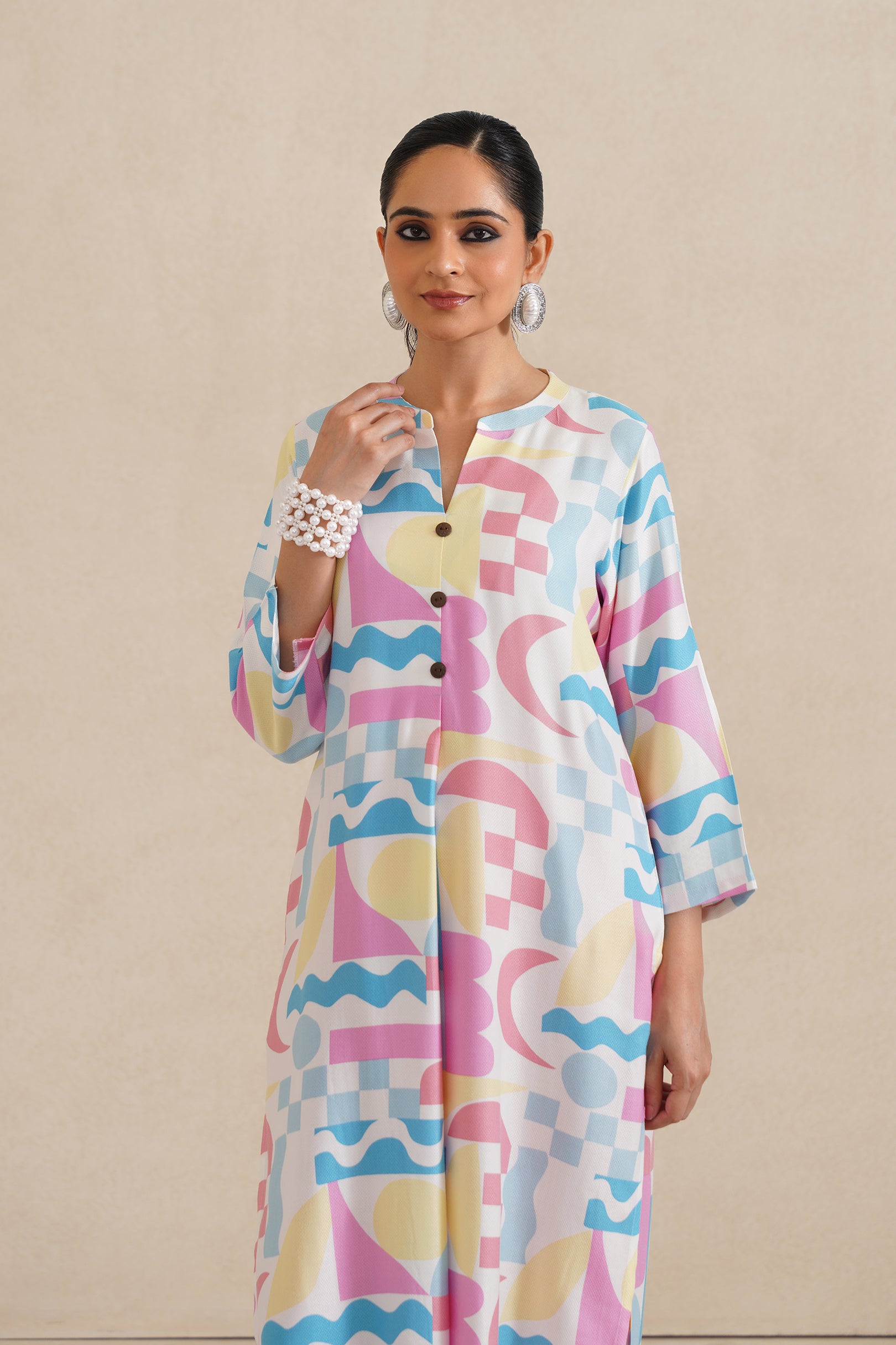 Chinese Collar Kurti Dobi Fabric