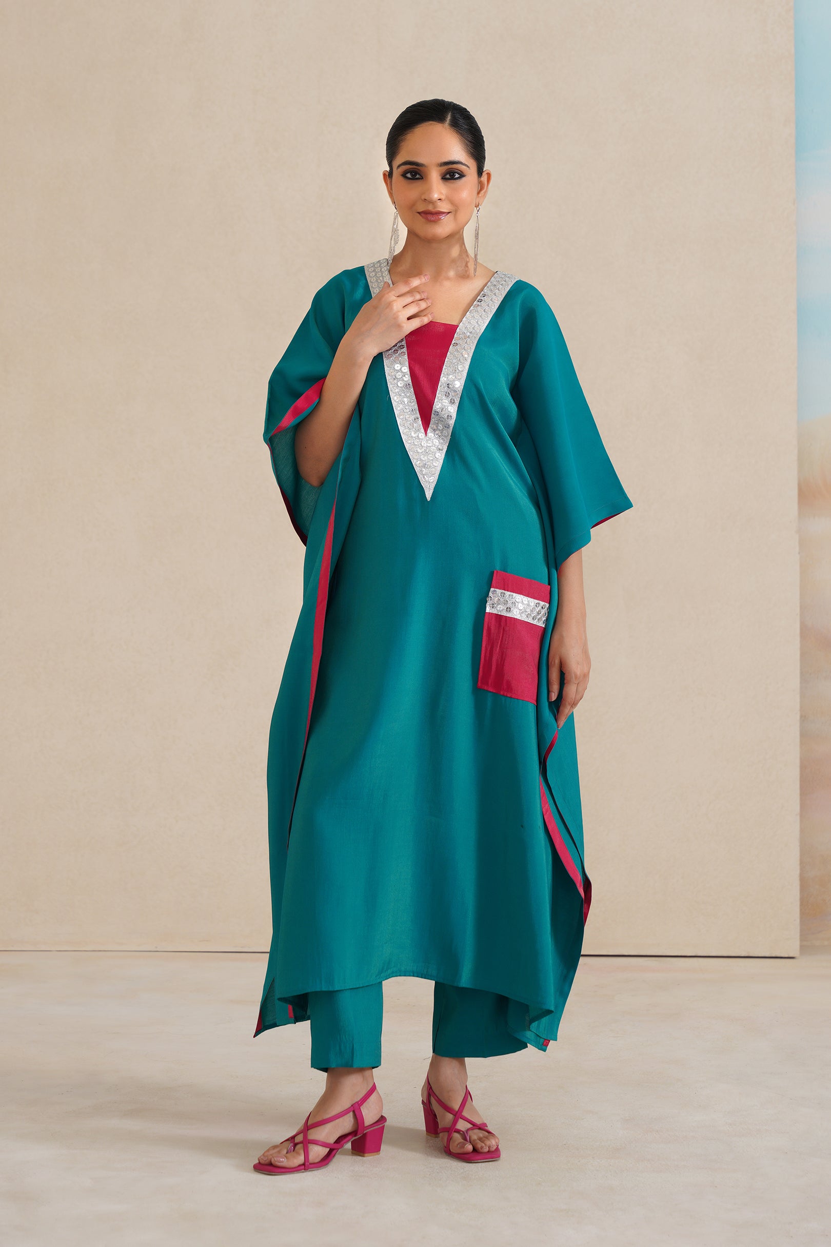 V-Neck Kaftan Set with Pants.