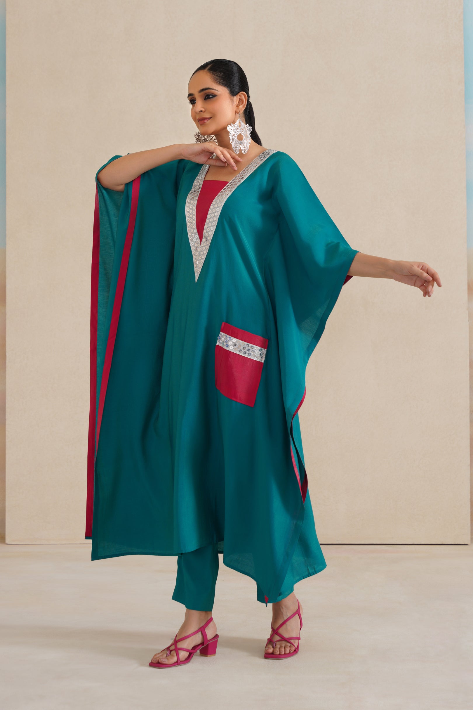 V-Neck Kaftan Set with Pants.