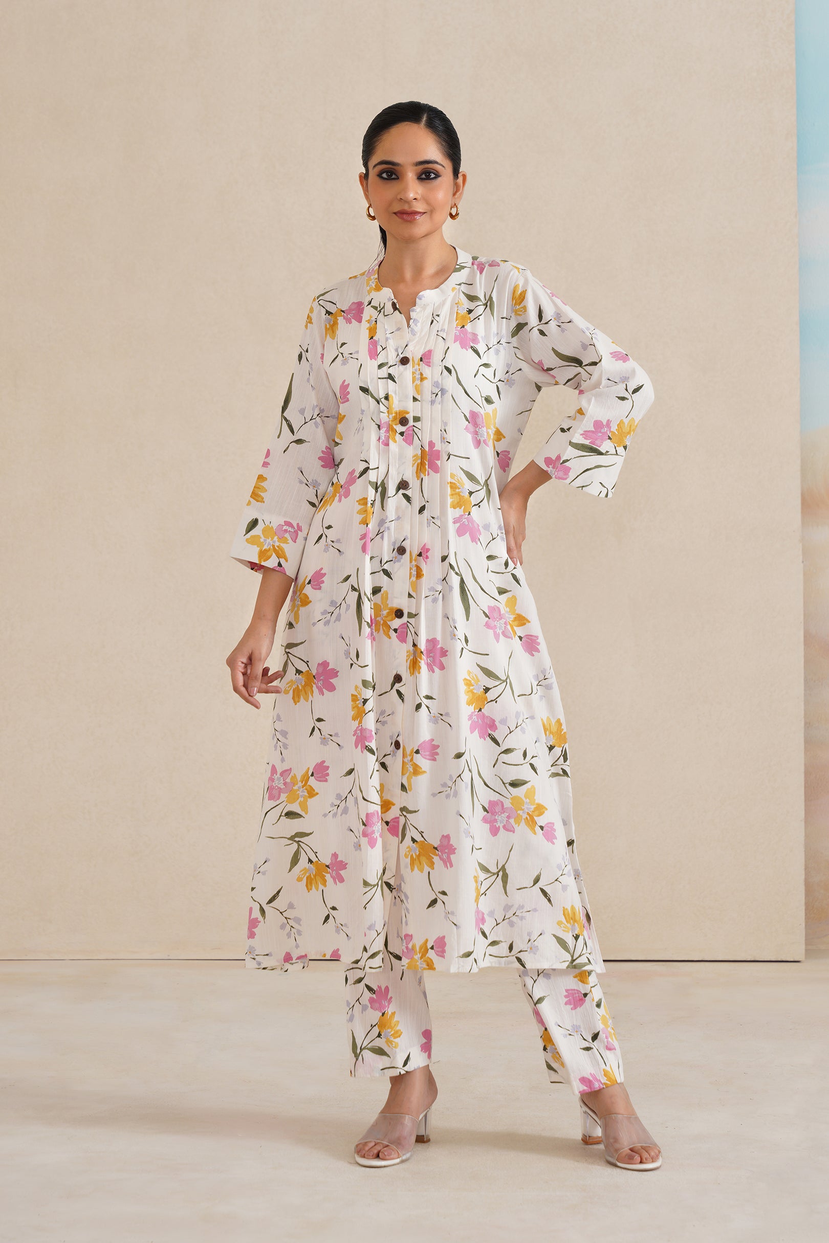 Cotton Kurti Set with Chinese Collar