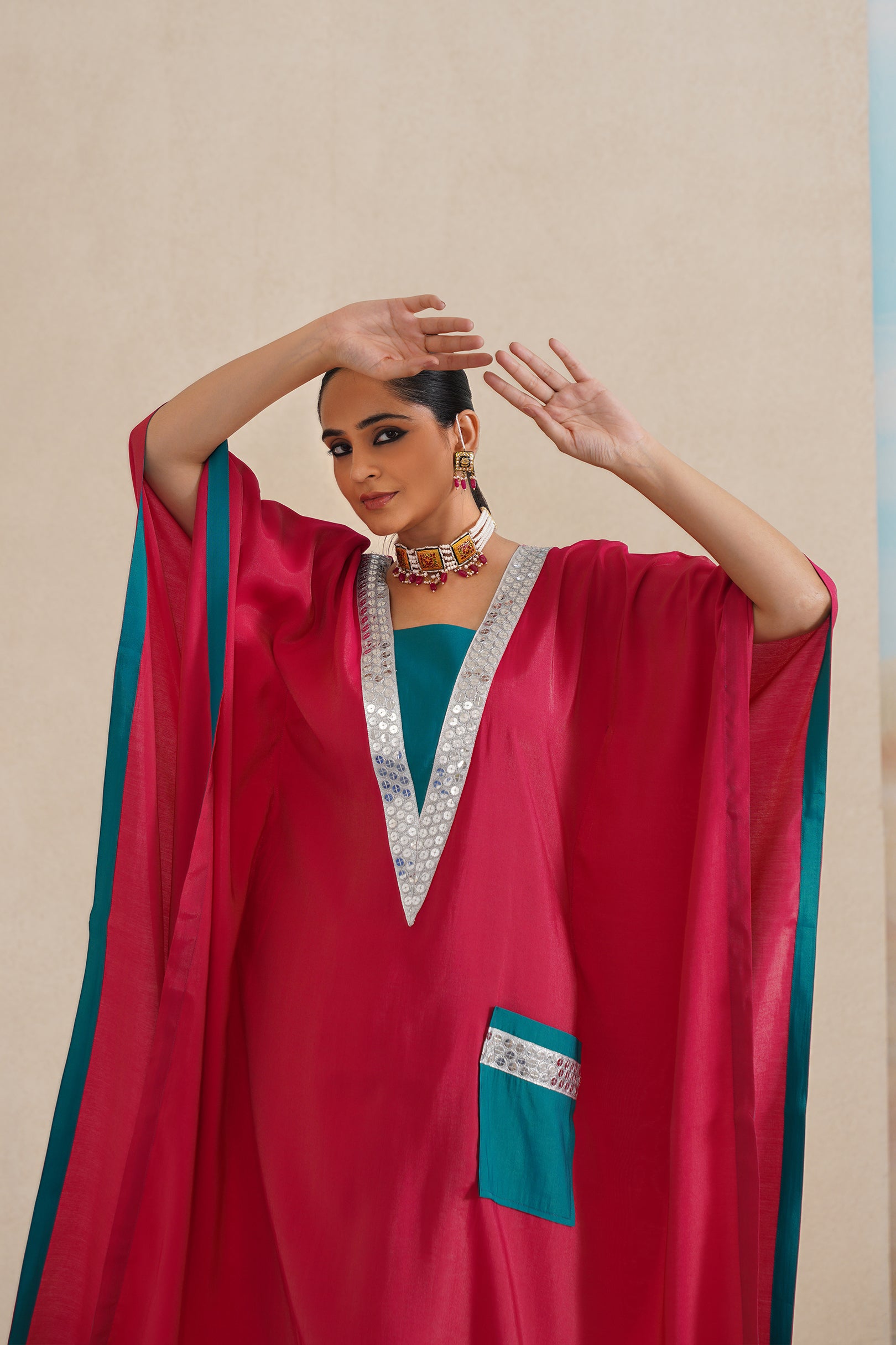 V-Neck Kaftan Set with Pants.