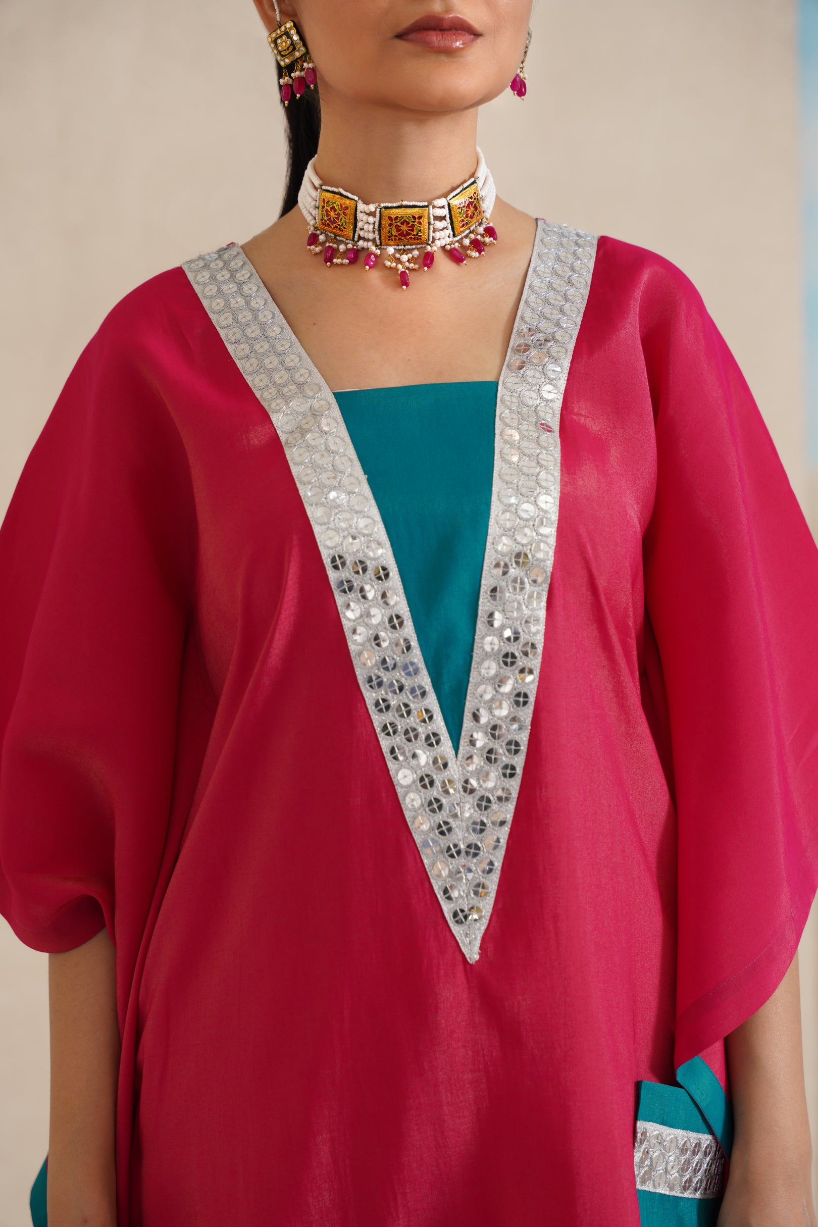 V-Neck Kaftan Set with Pants.