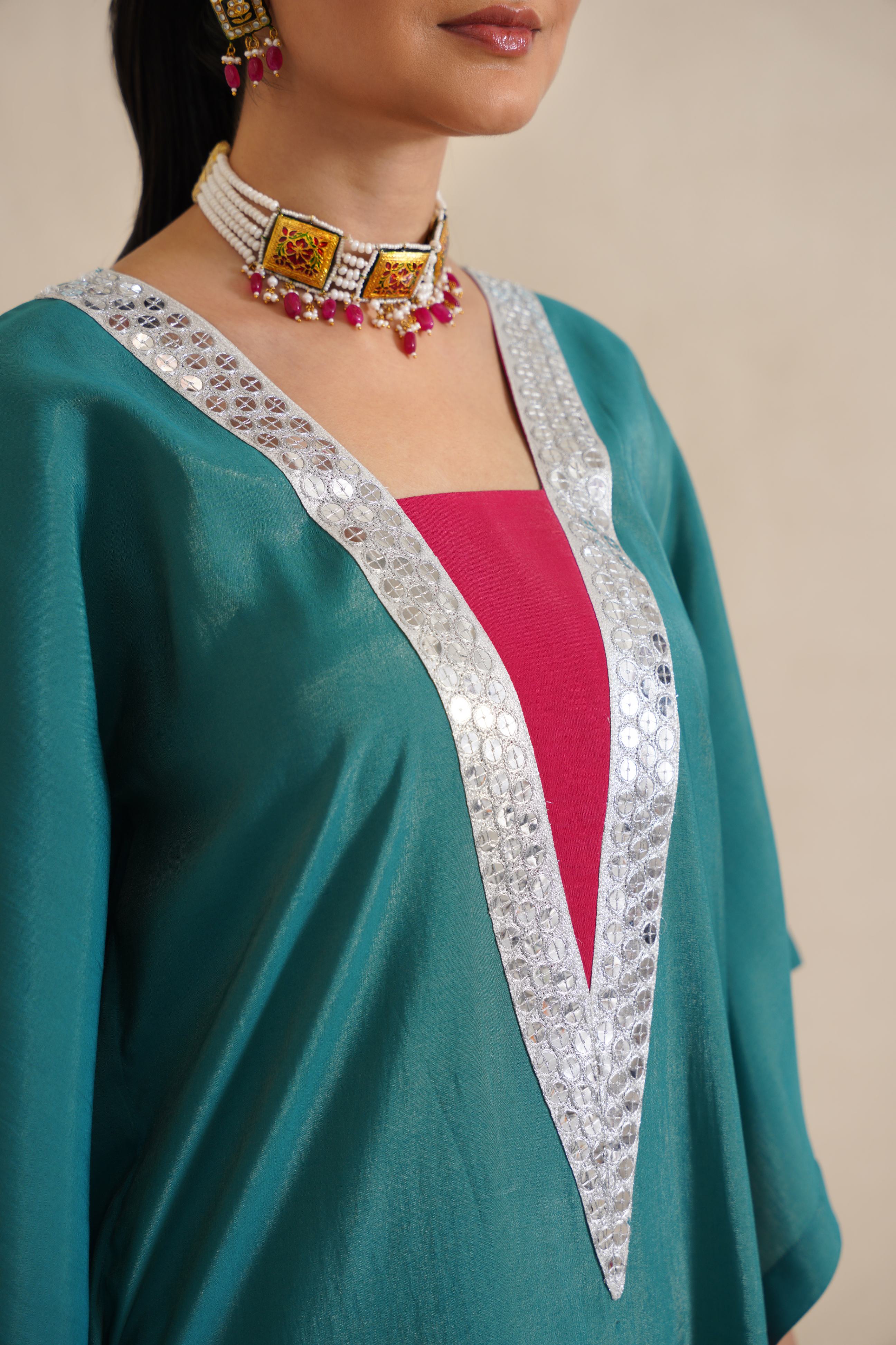 V-Neck Kaftan Set with Pants.