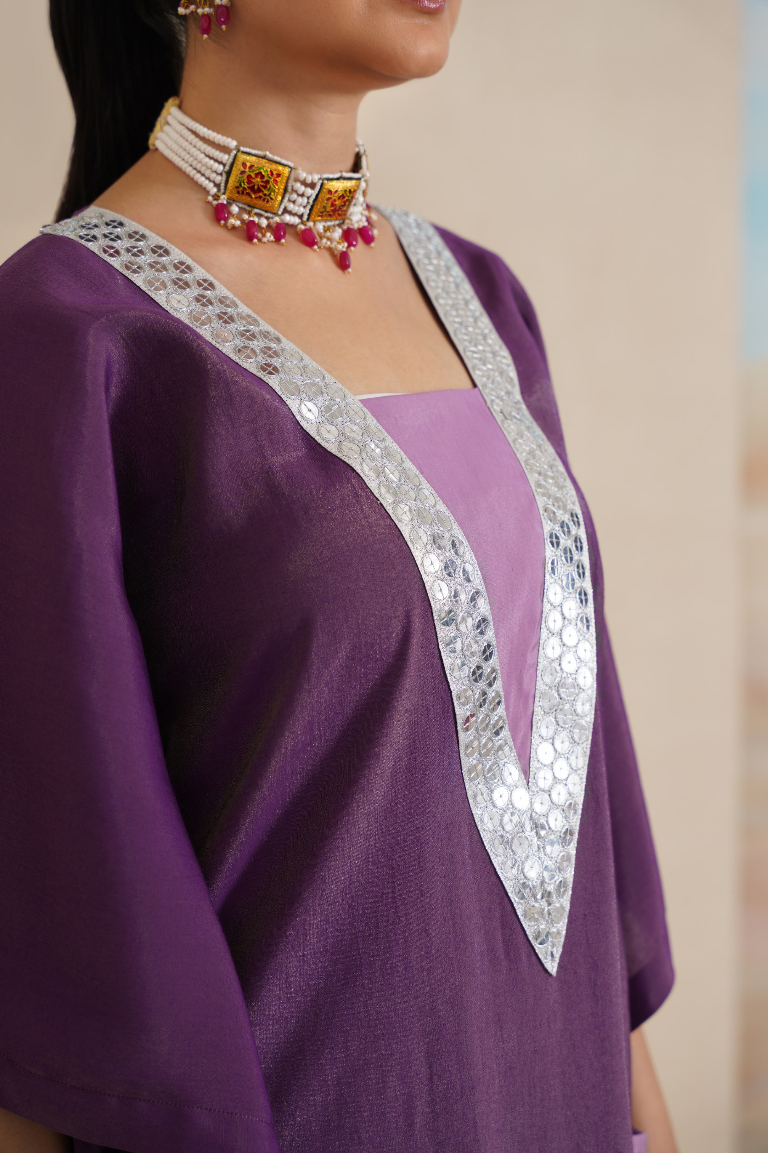 V-Neck Kaftan Set with Pants.