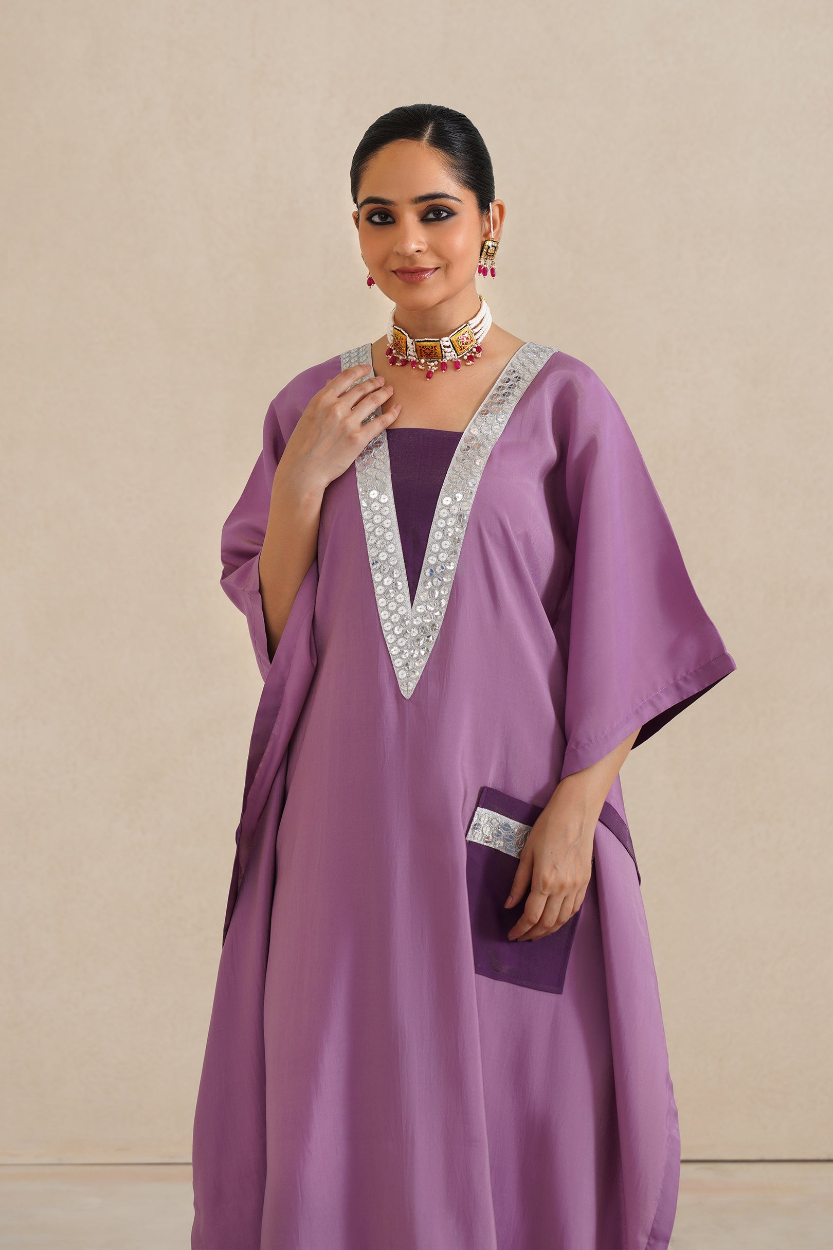 V-Neck Kaftan Set with Pants.