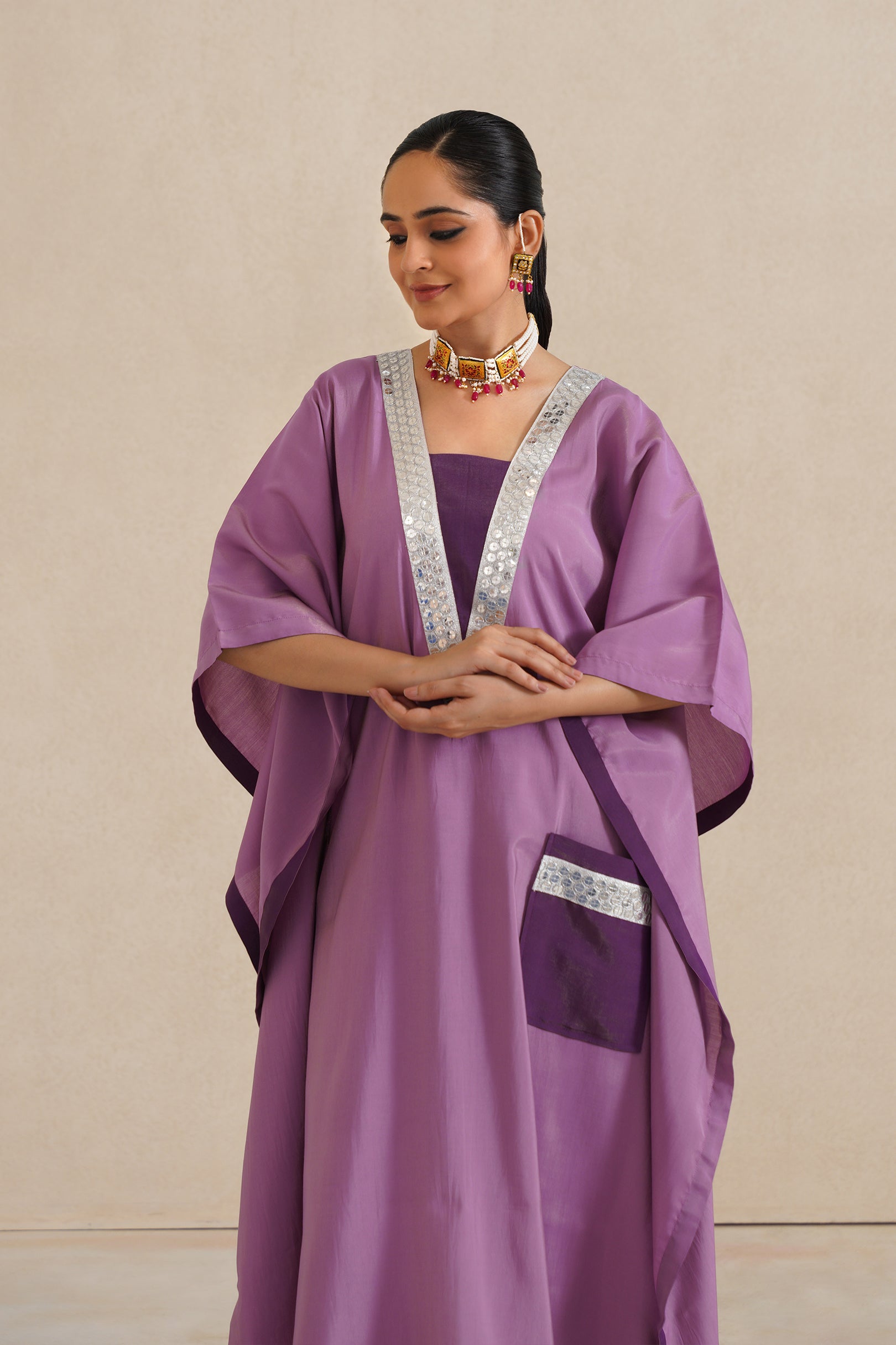 V-Neck Kaftan Set with Pants.