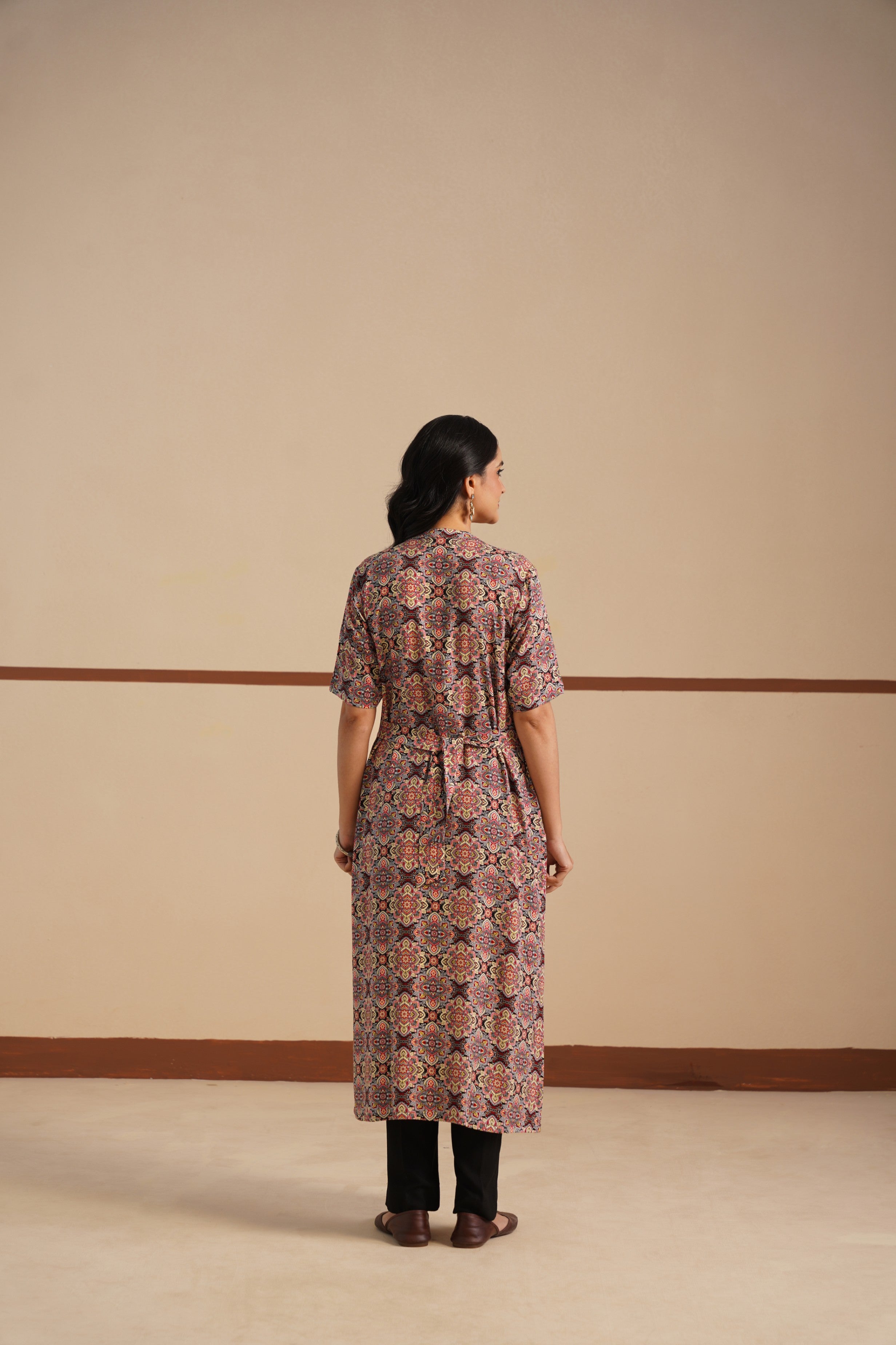 Ajrak Print Chinese Collar Kurti