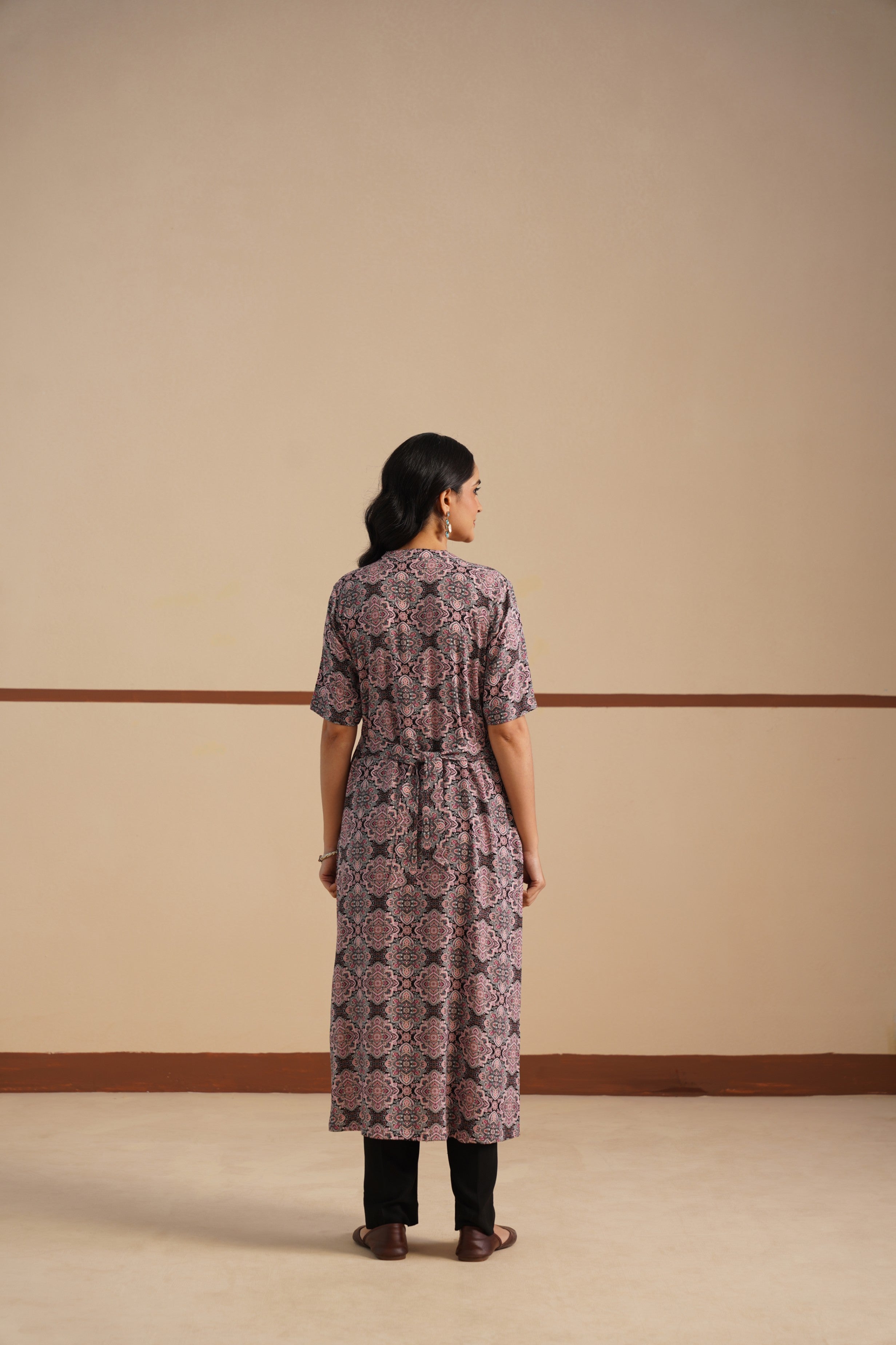 Ajrak Print Chinese Collar Kurti