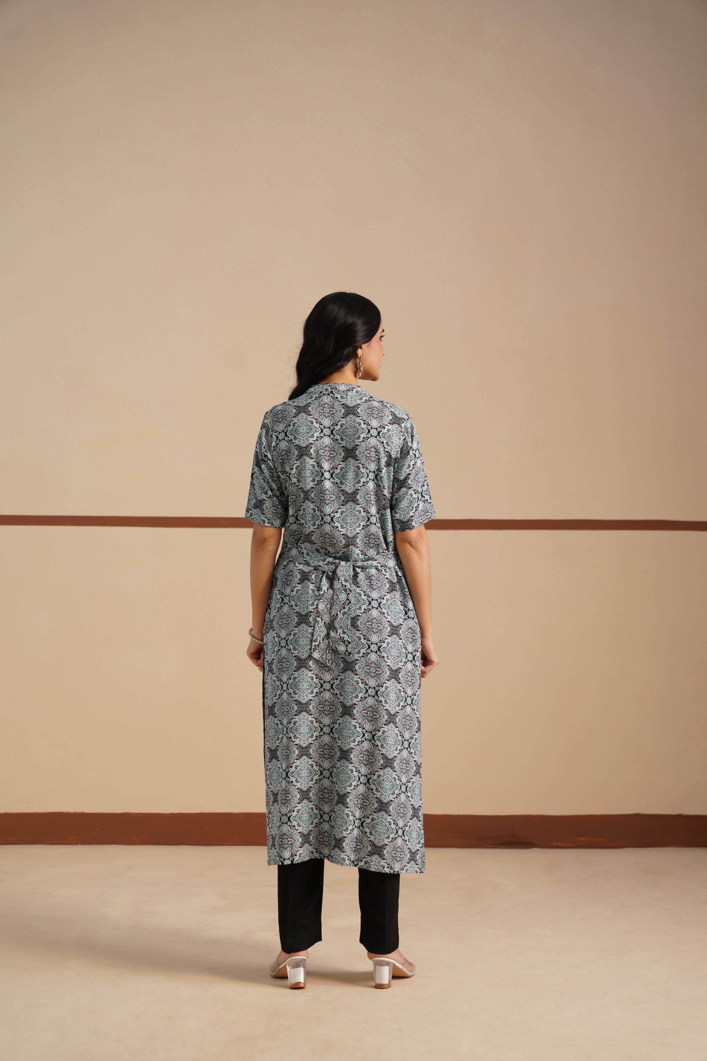 Ajrak Print Chinese Collar Kurti