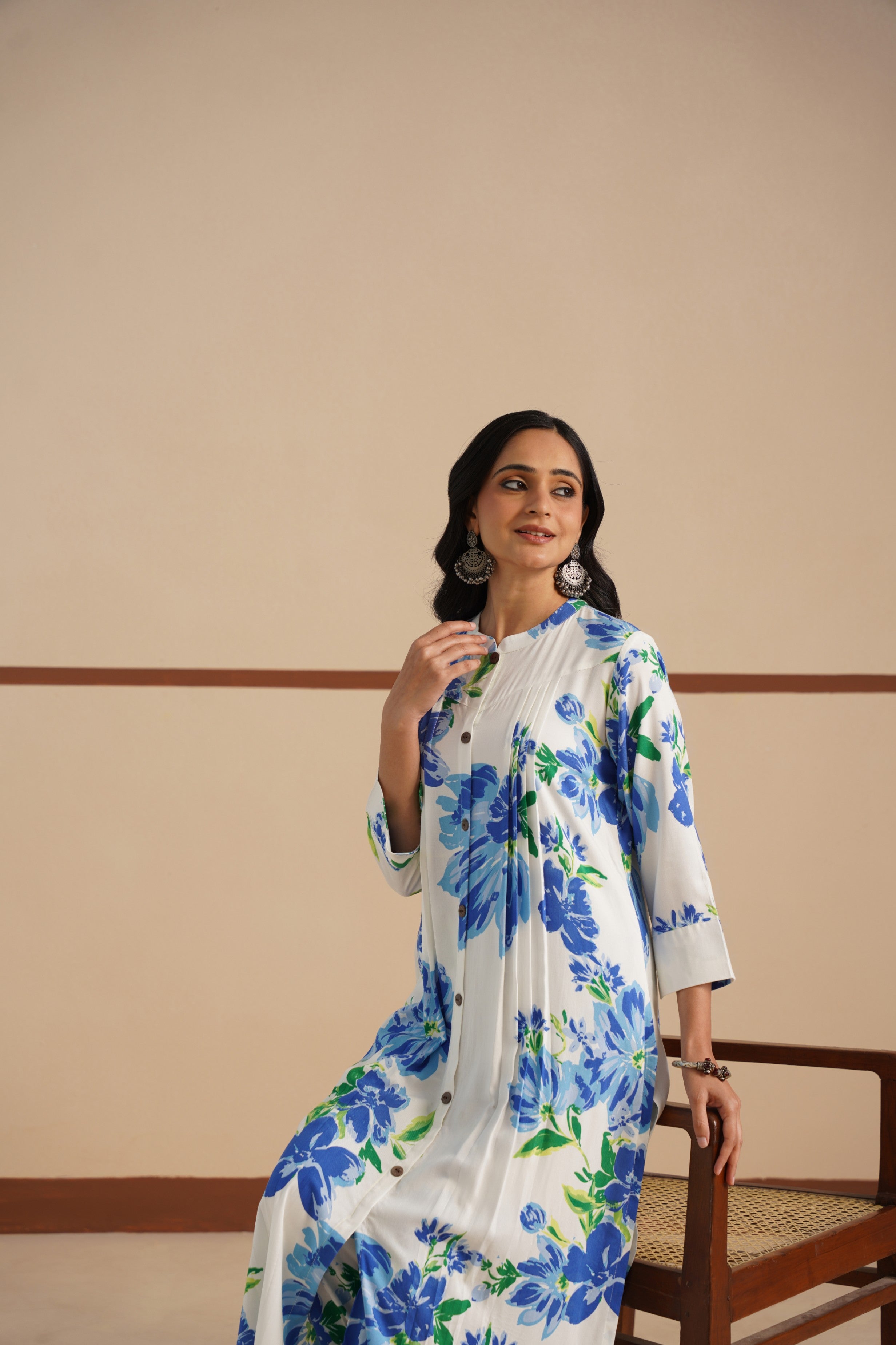 Rayon Kurta Set with Chinese Collar