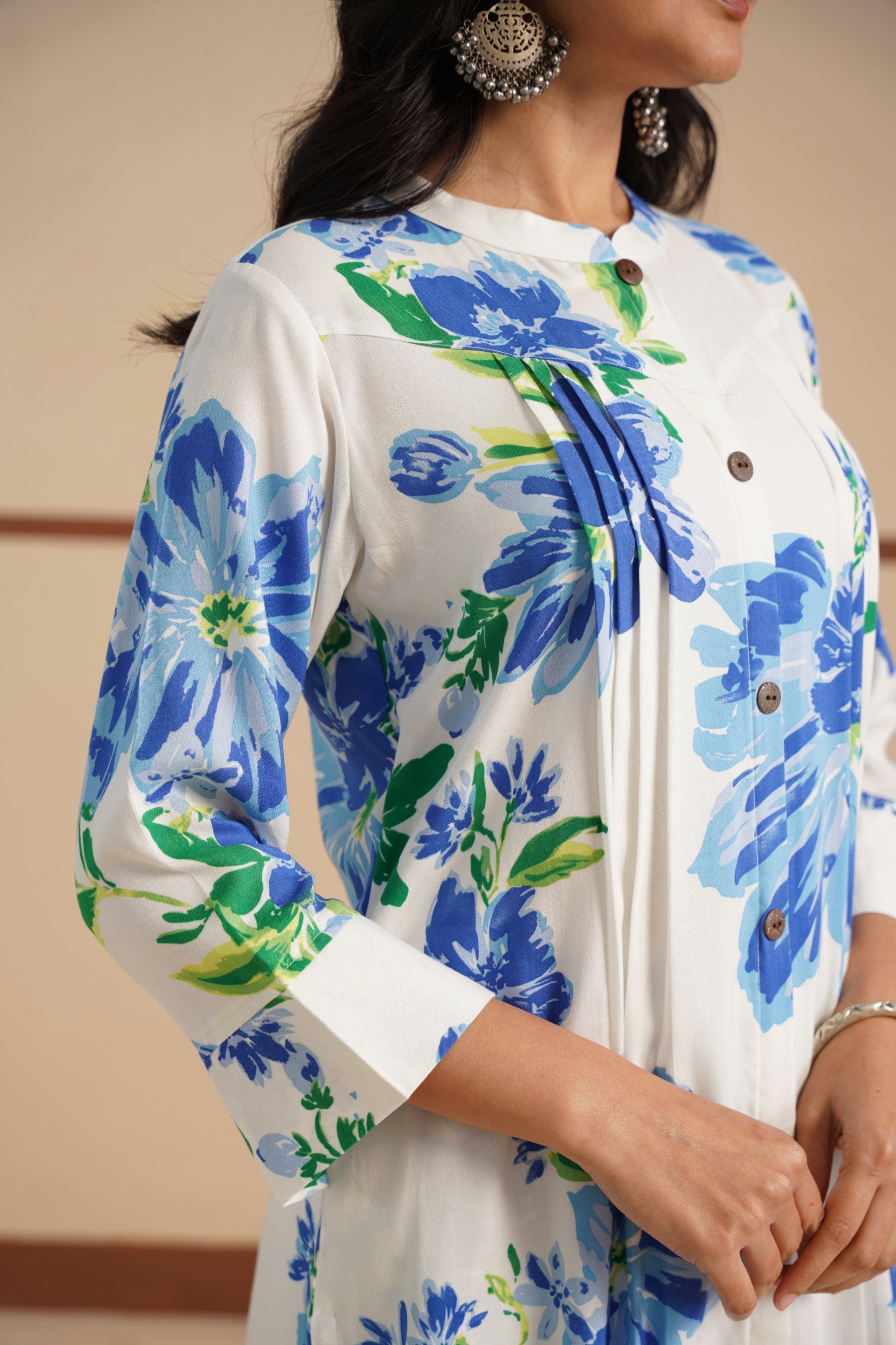 Rayon Kurta Set with Chinese Collar