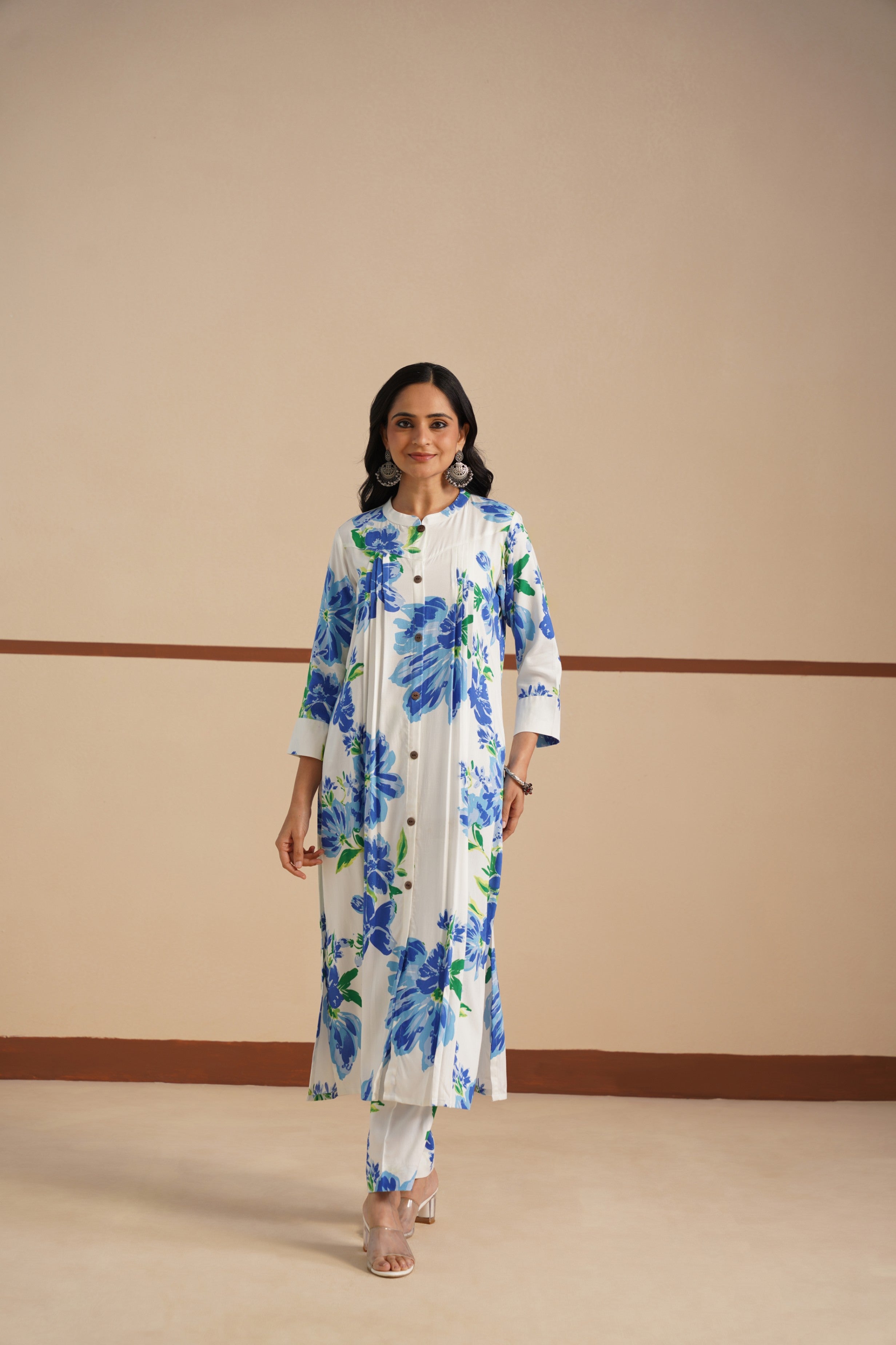 Rayon Kurta Set with Chinese Collar