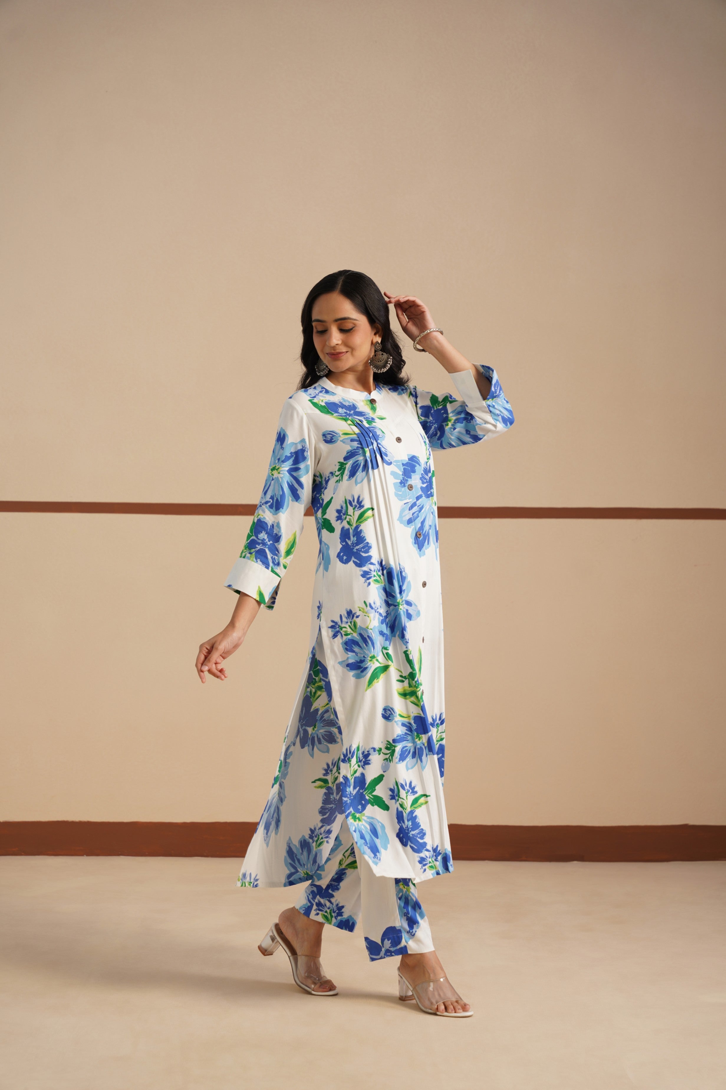 Rayon Kurta Set with Chinese Collar