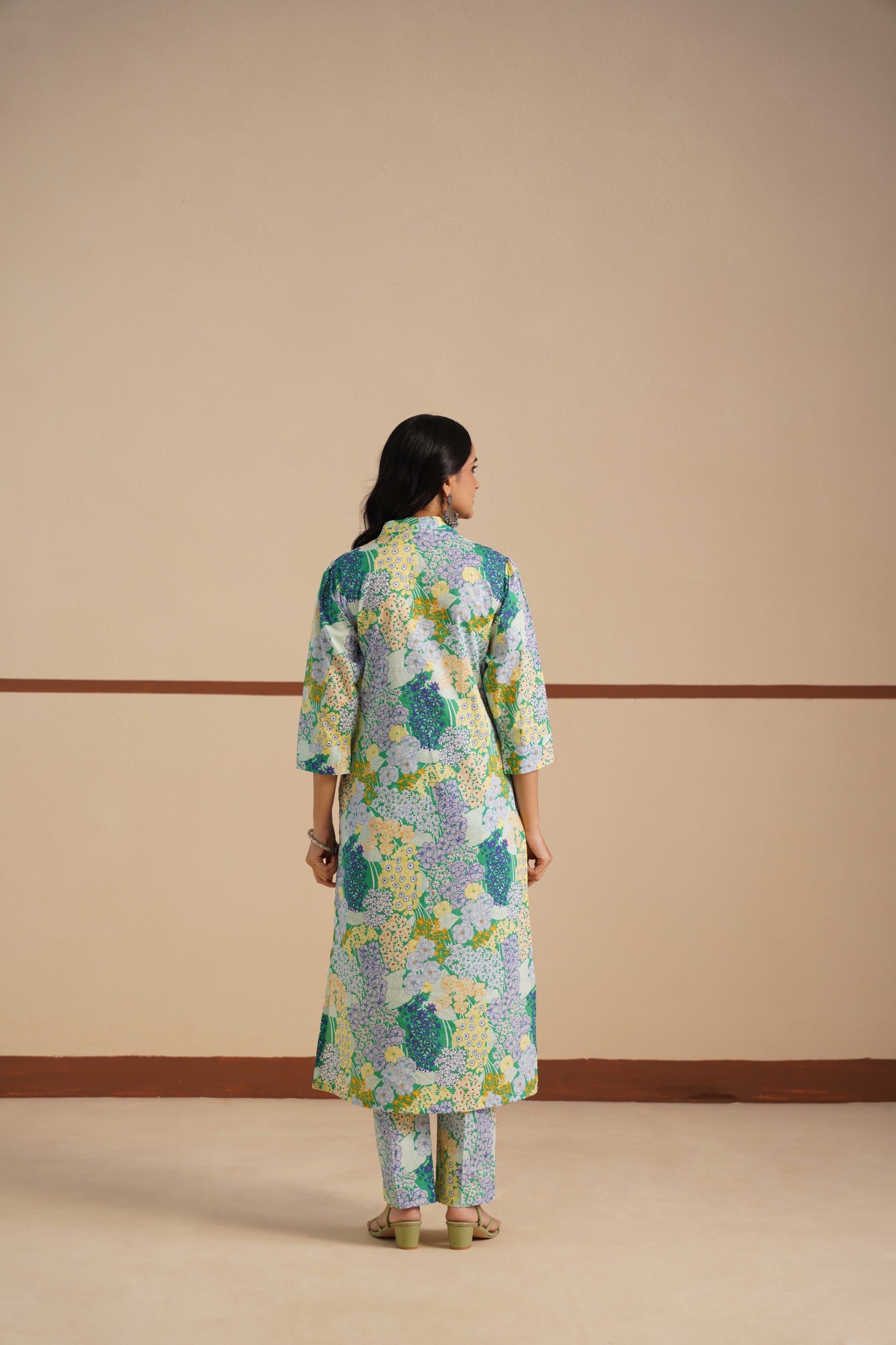 Cambric Kurti Set with Tie Neck