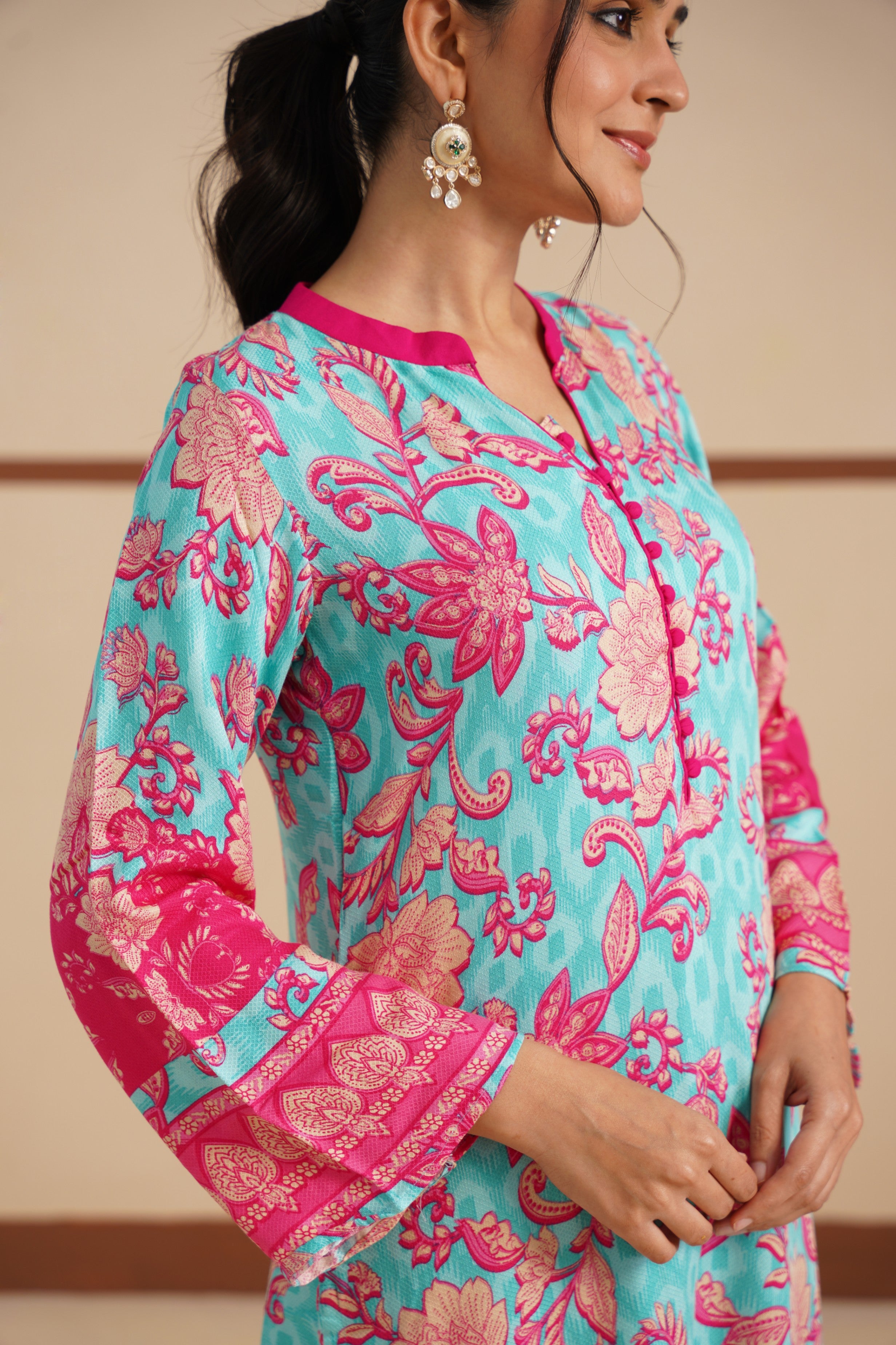 Chinese Collar Dobi Fabric Kurta set