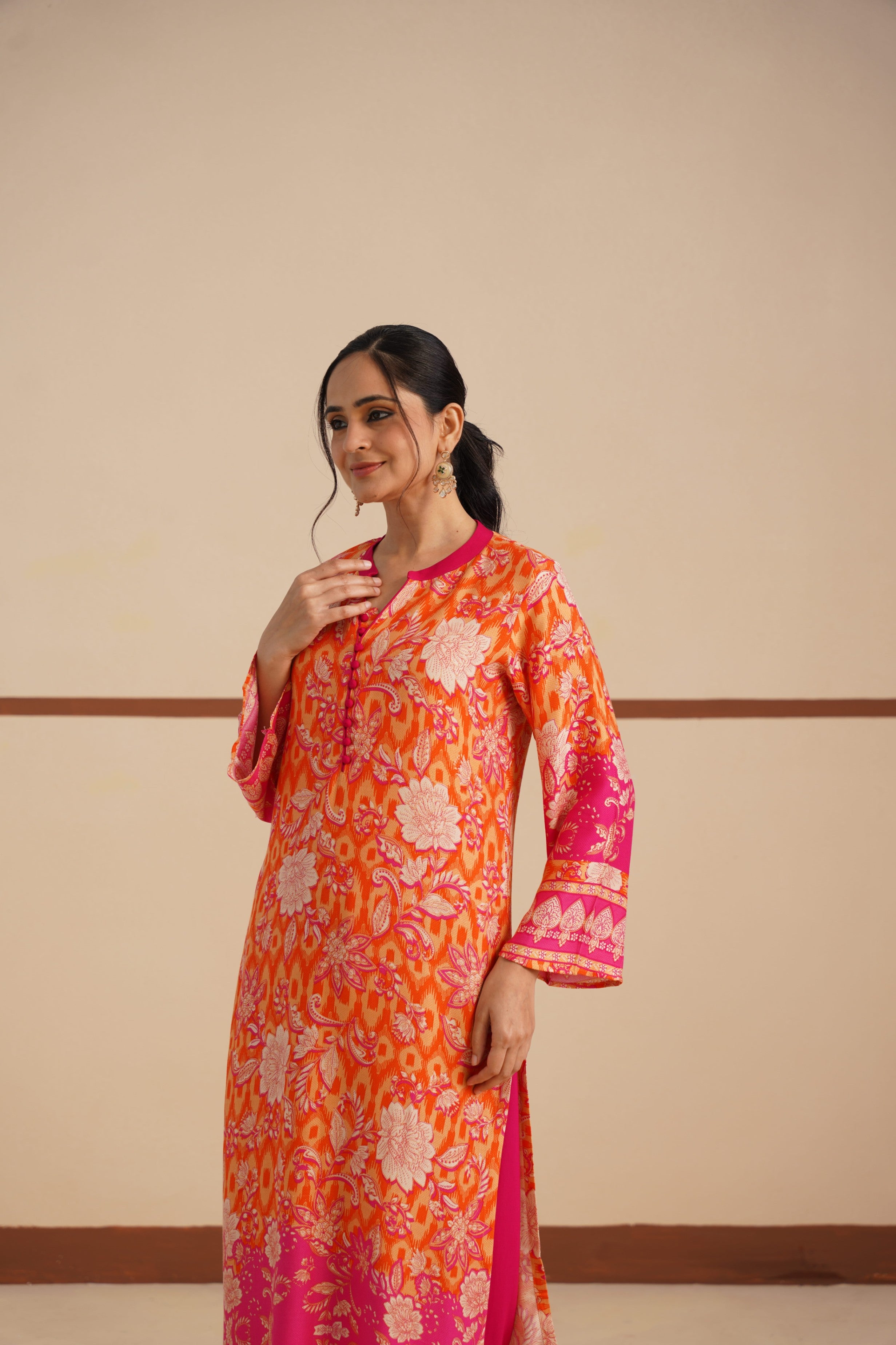 Chinese Collar Dobi Fabric Kurta set