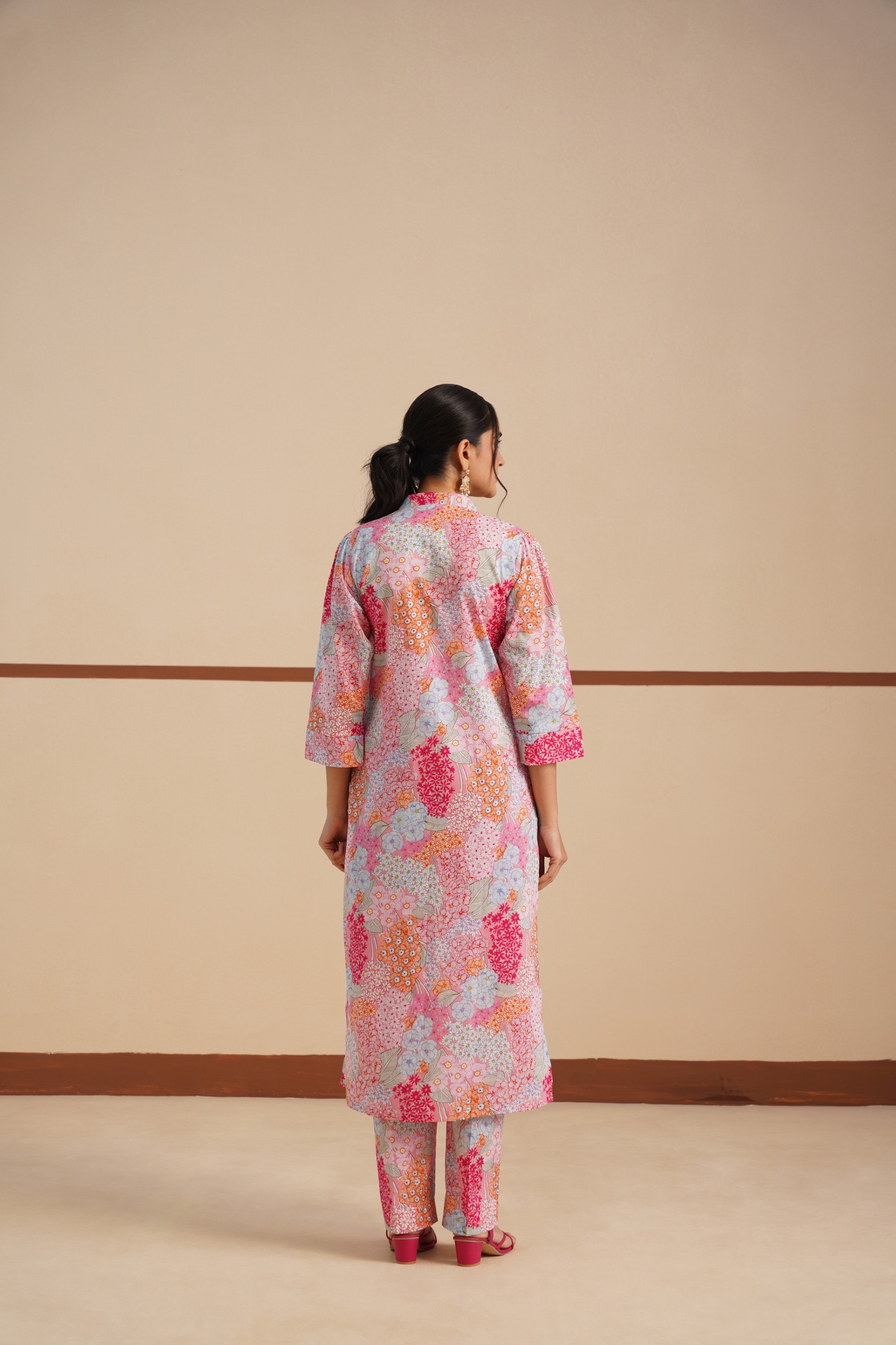 Cambric Kurti Set with Tie Neck