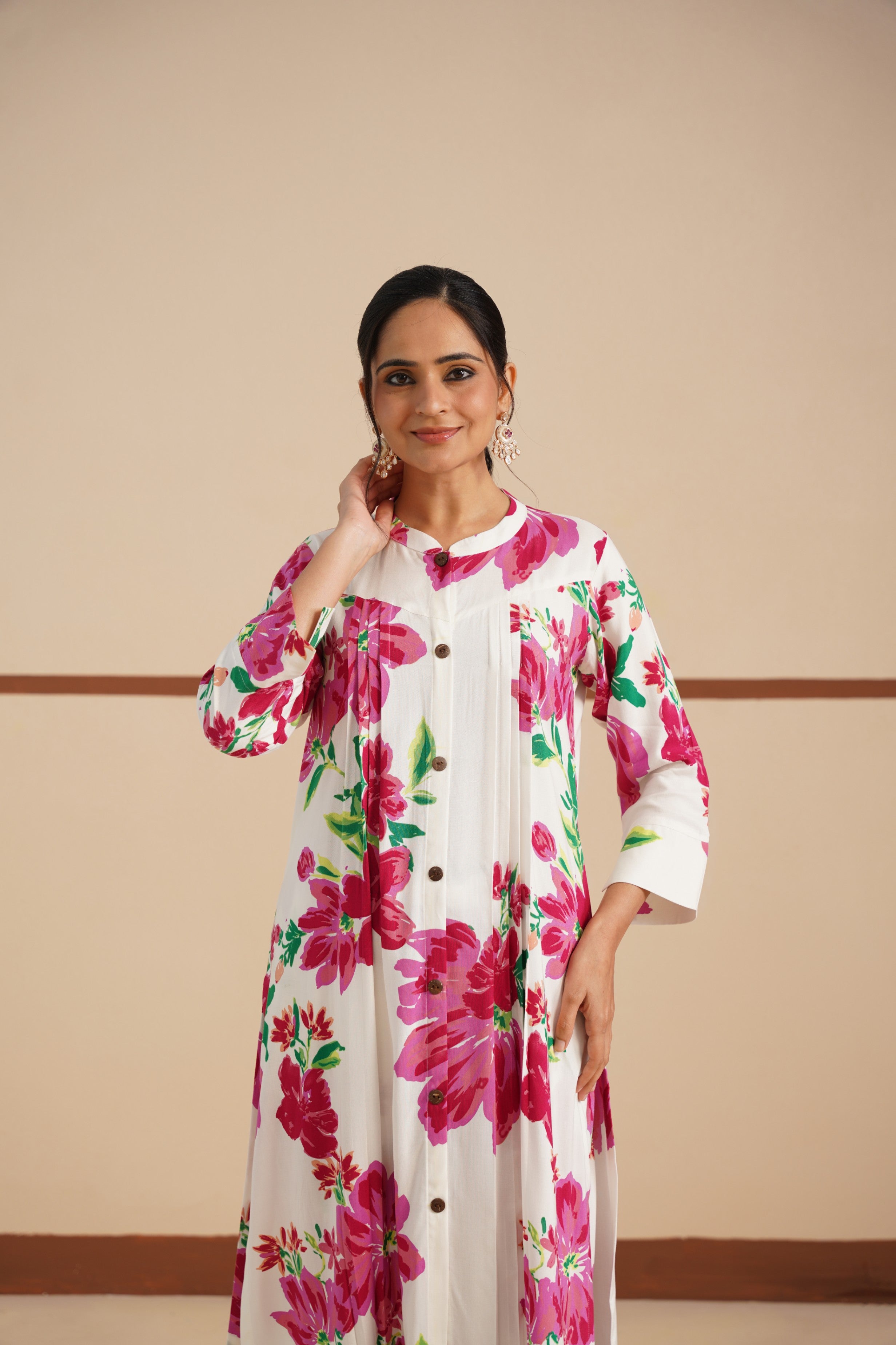 Rayon Kurta Set with Chinese Collar