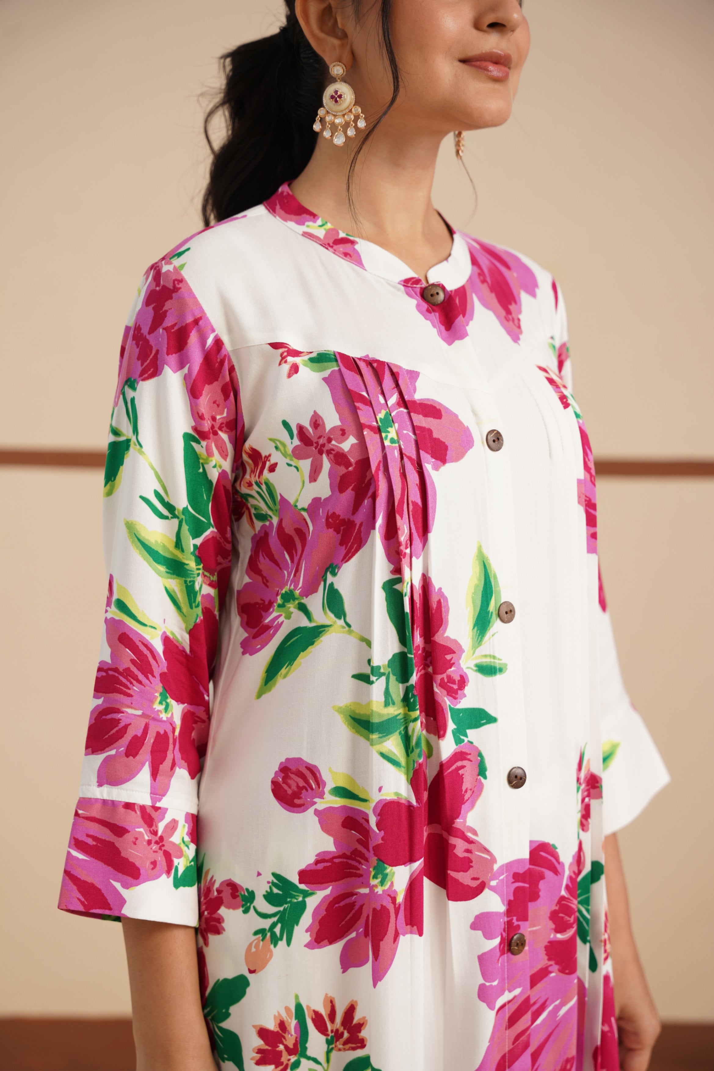 Rayon Kurta Set with Chinese Collar