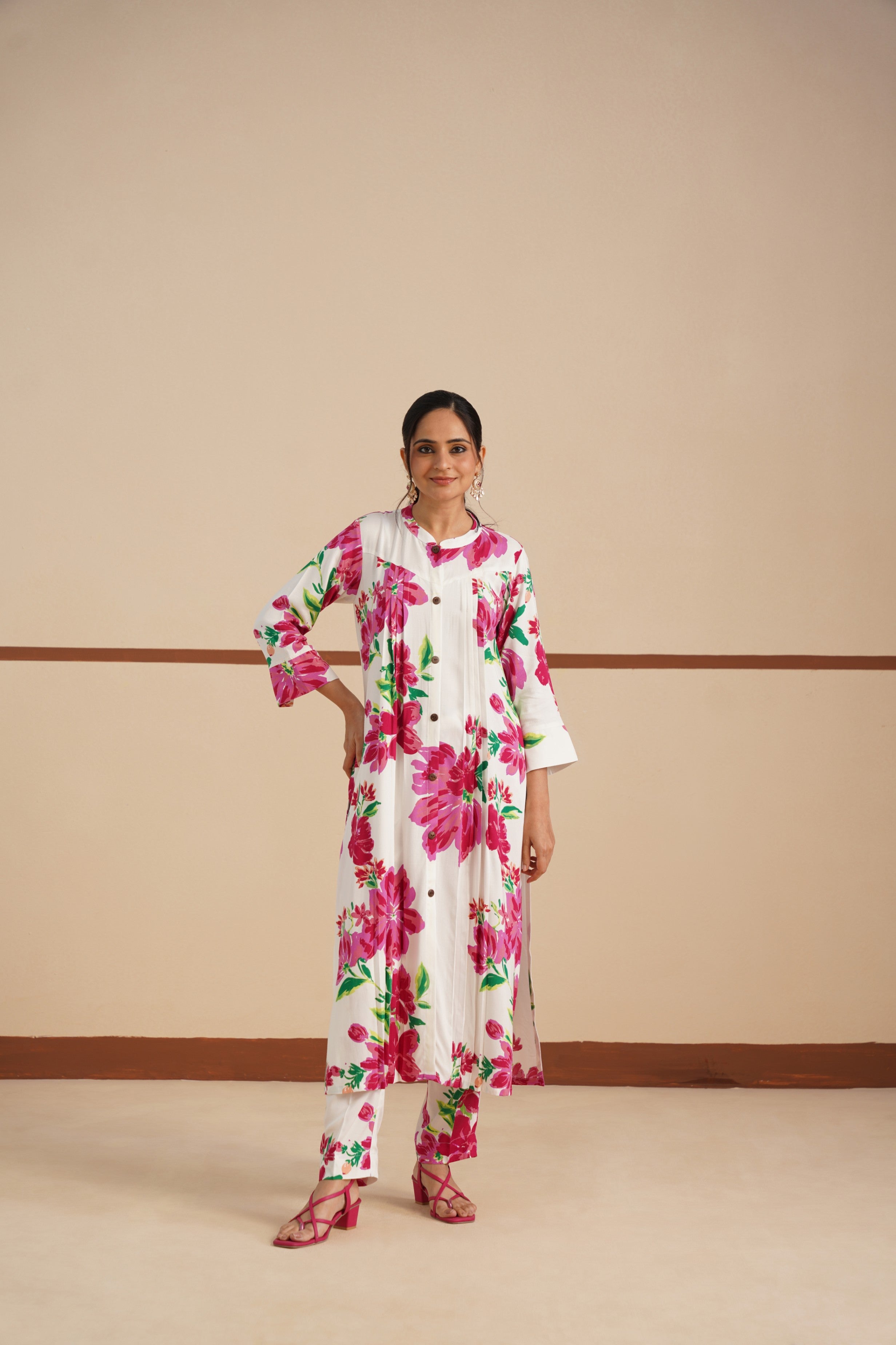 Rayon Kurta Set with Chinese Collar