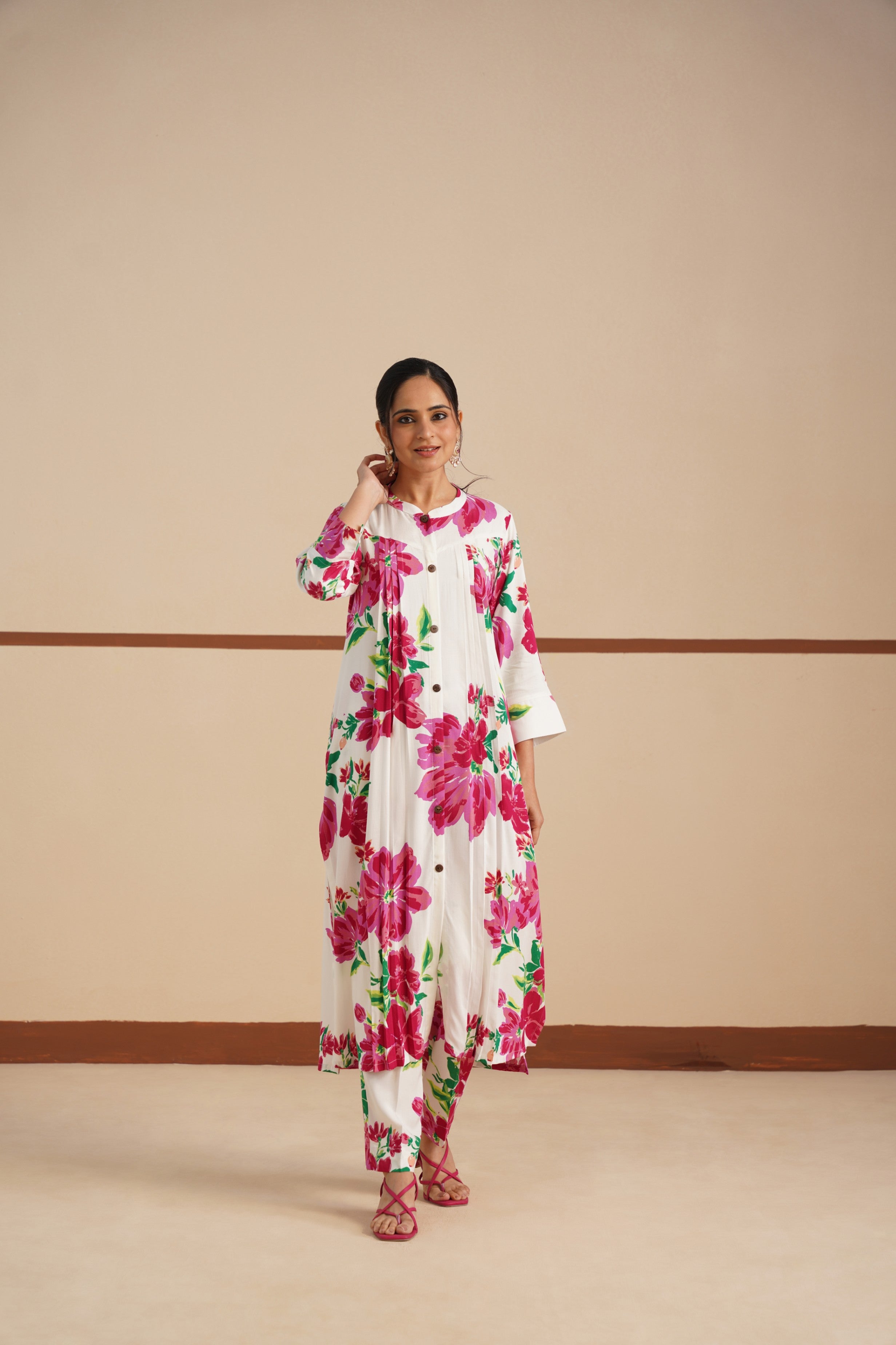 Rayon Kurta Set with Chinese Collar