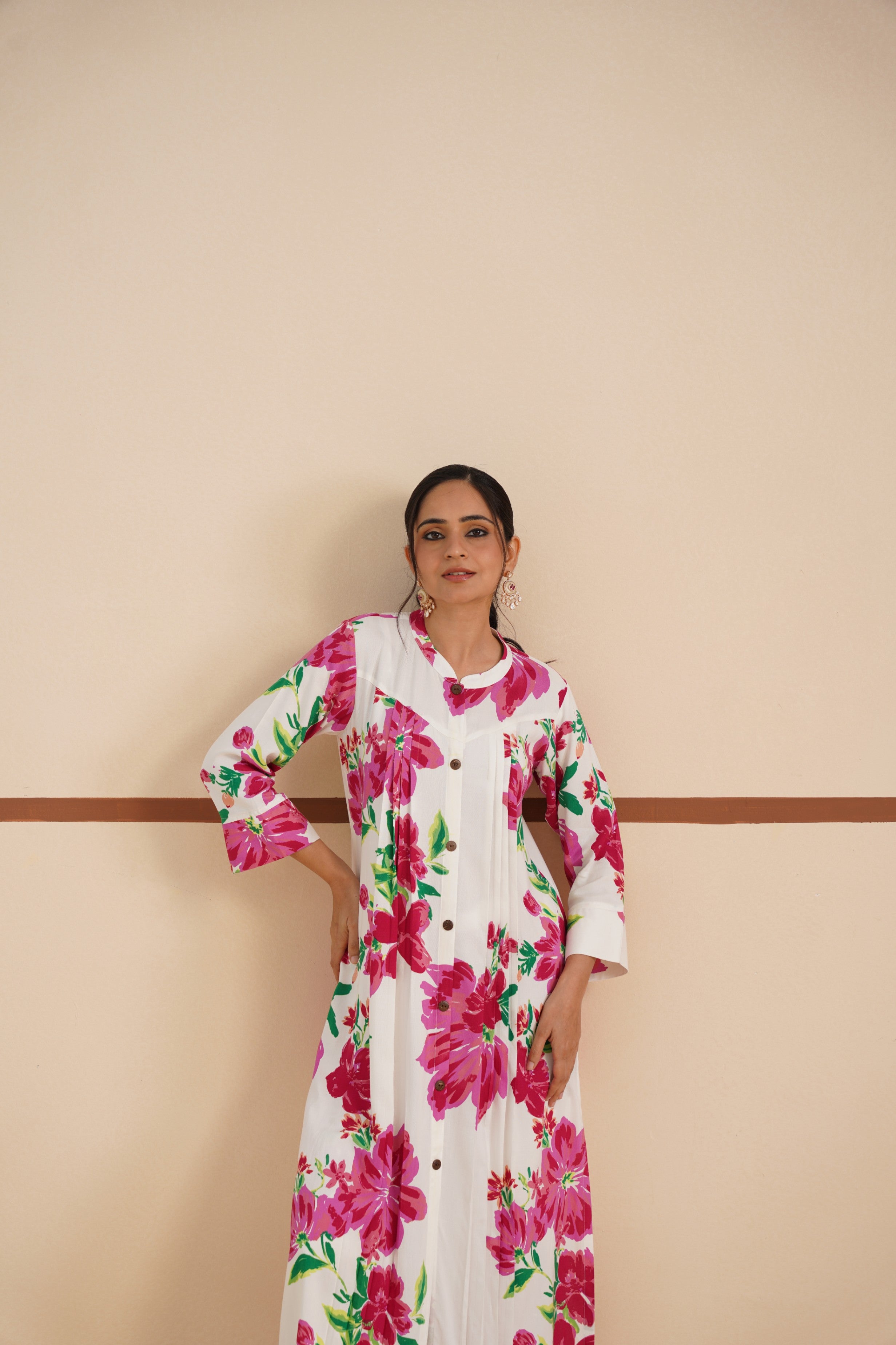 Rayon Kurta Set with Chinese Collar
