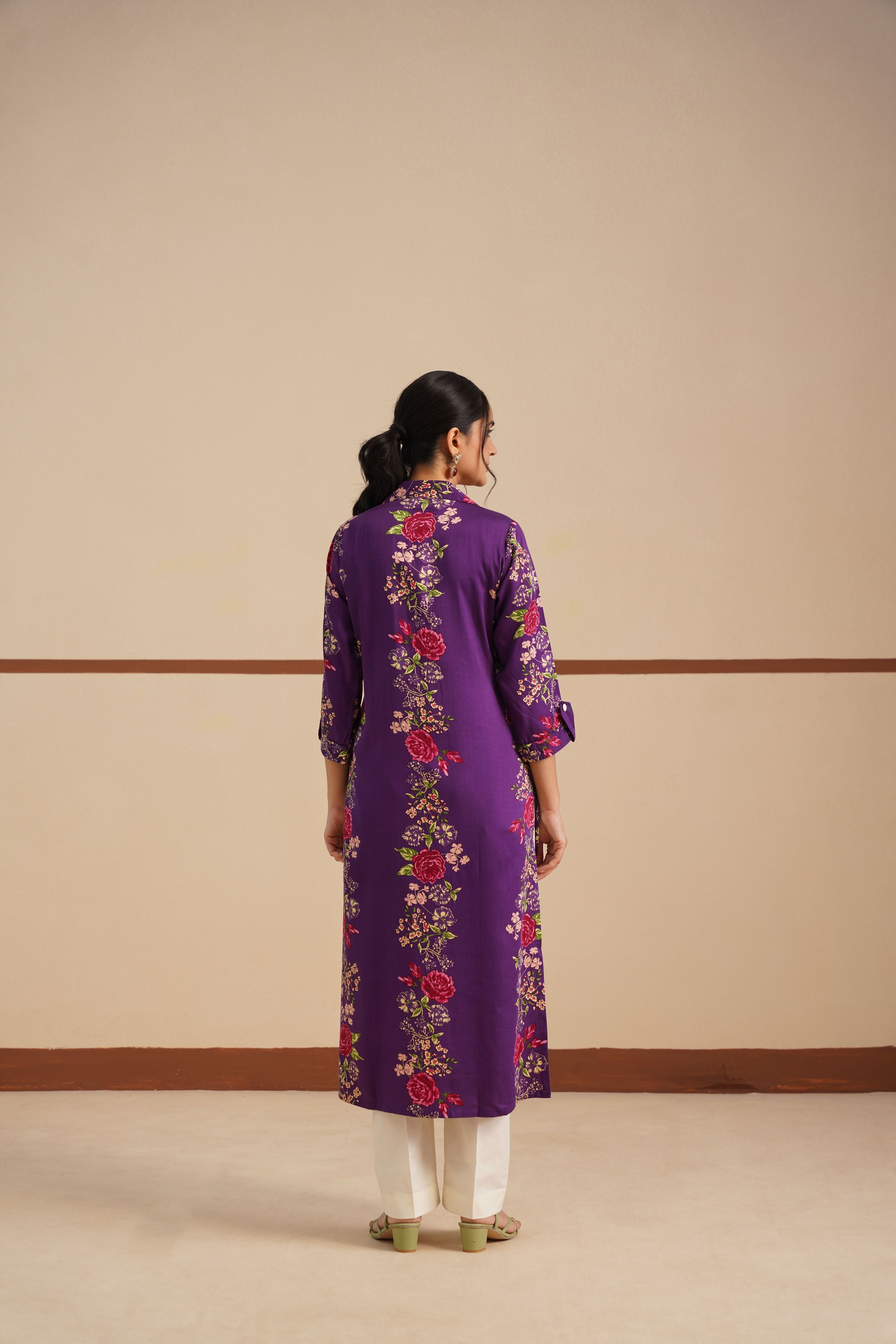 Coat Collar Kurti Set – Refined Elegance in Glace Cotton Rayon