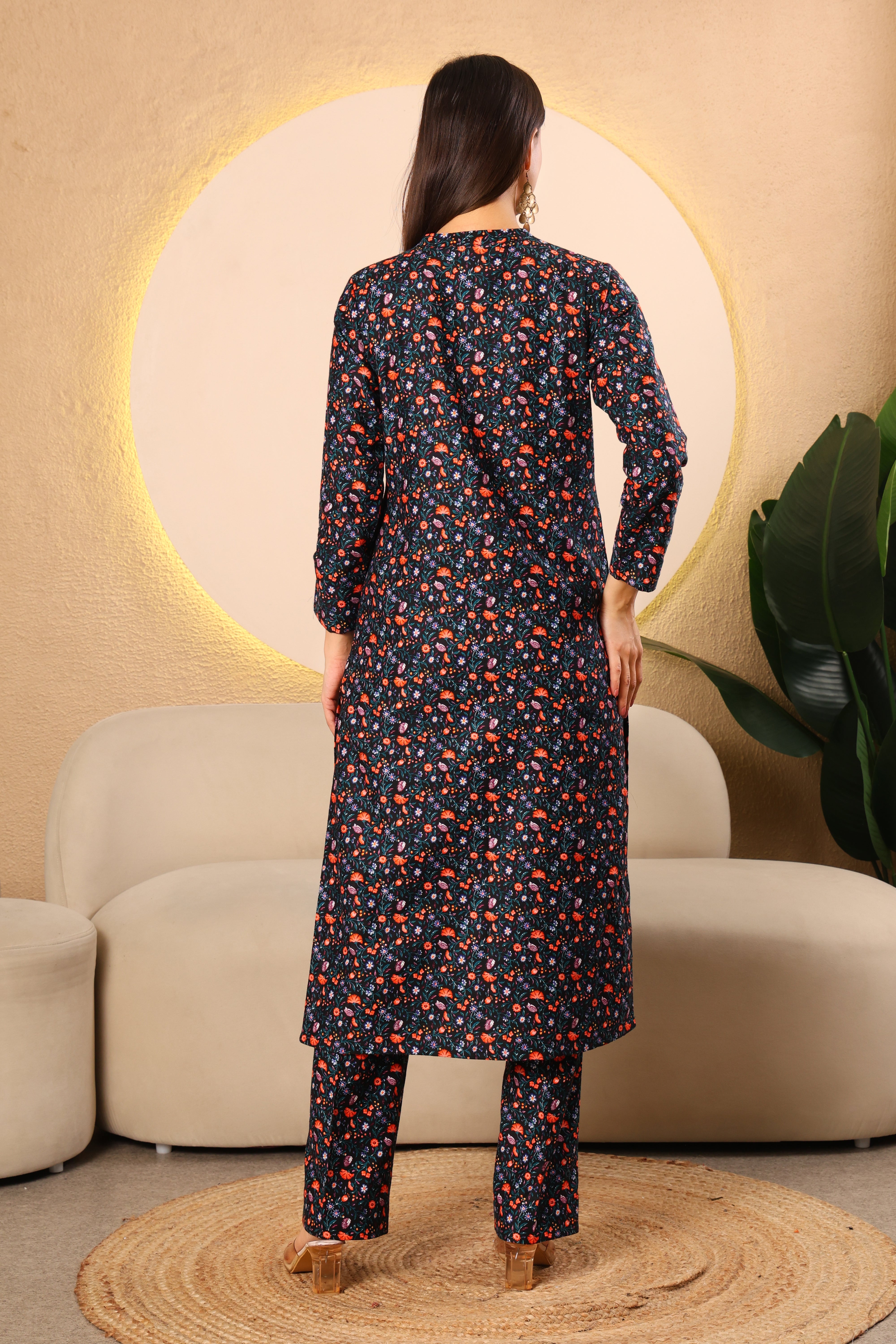 Floral Charm Pashmina Winter Kurta Set