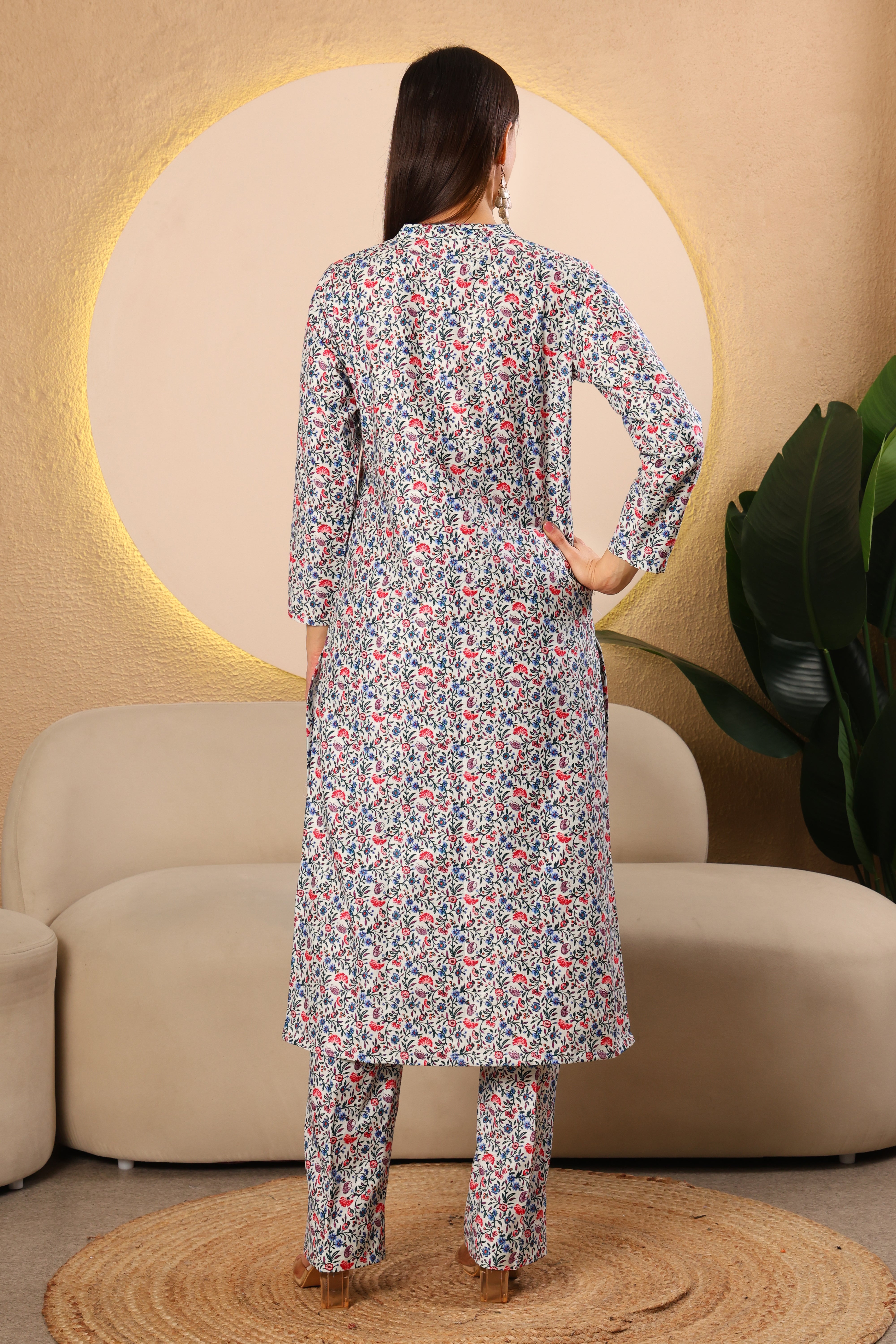 Floral Charm Pashmina Winter Kurta Set