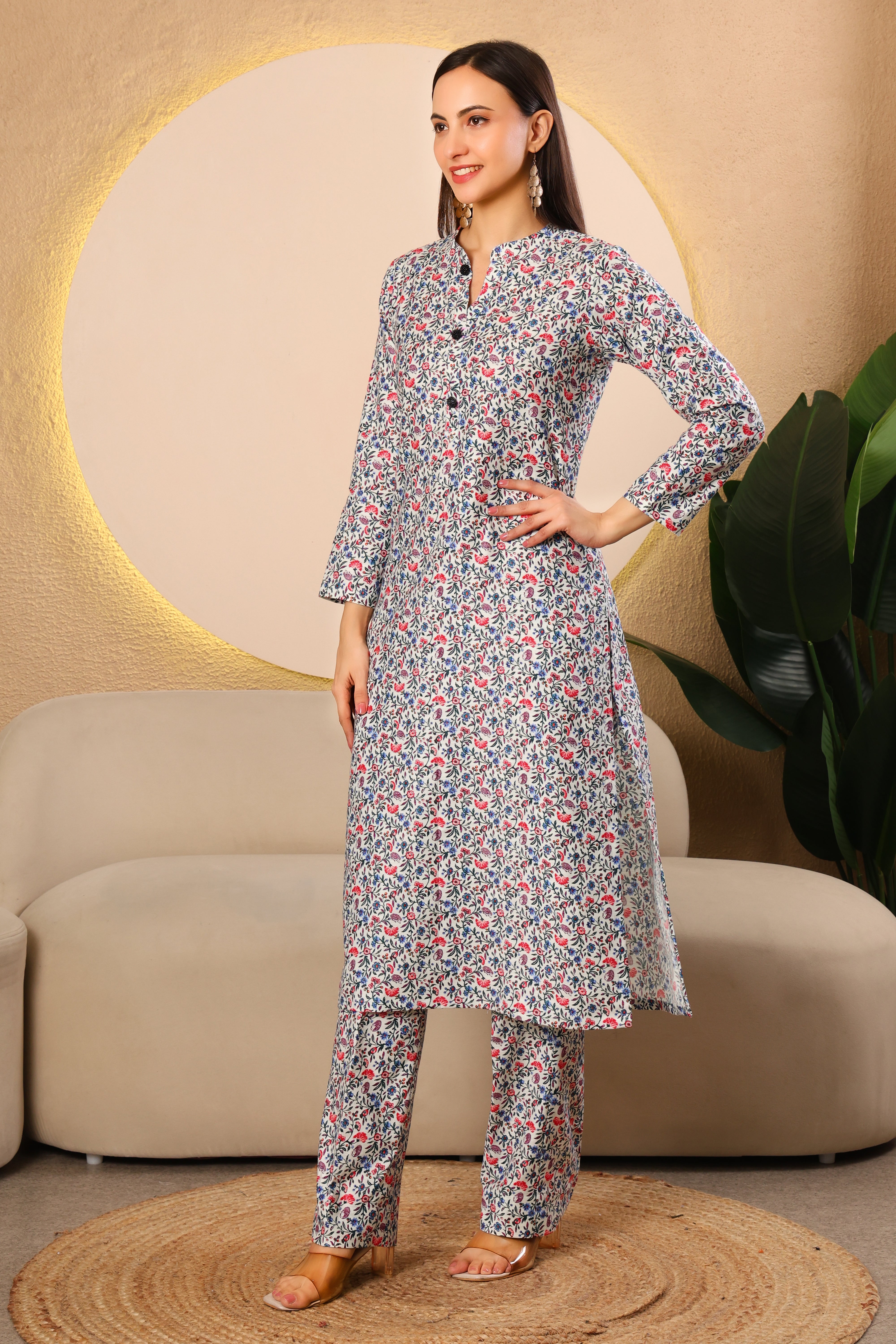 Floral Charm Pashmina Winter Kurta Set